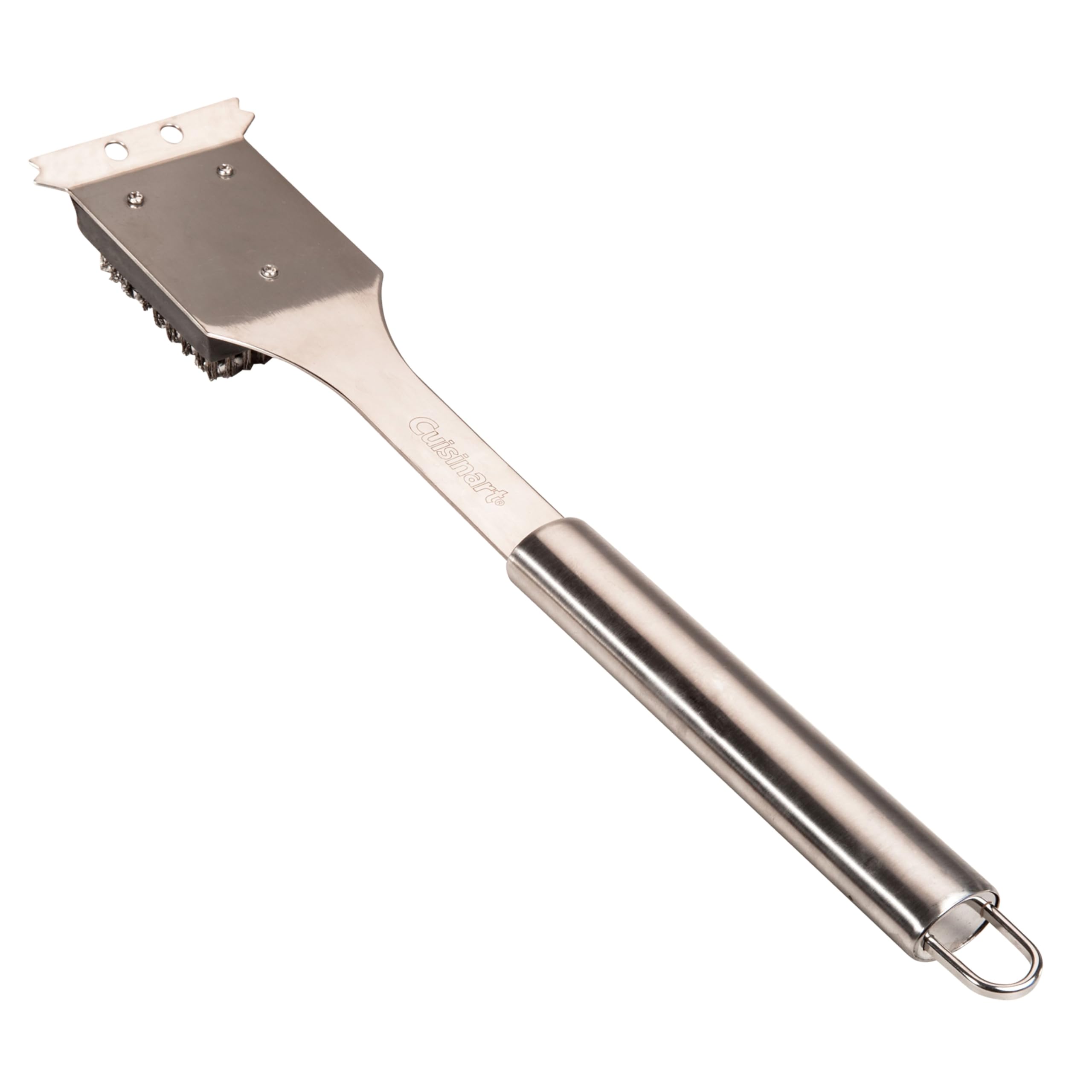 Cuisinart Stainless Steel 16.5" Long Handle Grill Cleaner Brush and Scraper for BBQ, Griddle, Grills, Cookout Tool, Grill Brush for Outdoor Grills BBQ Accessories