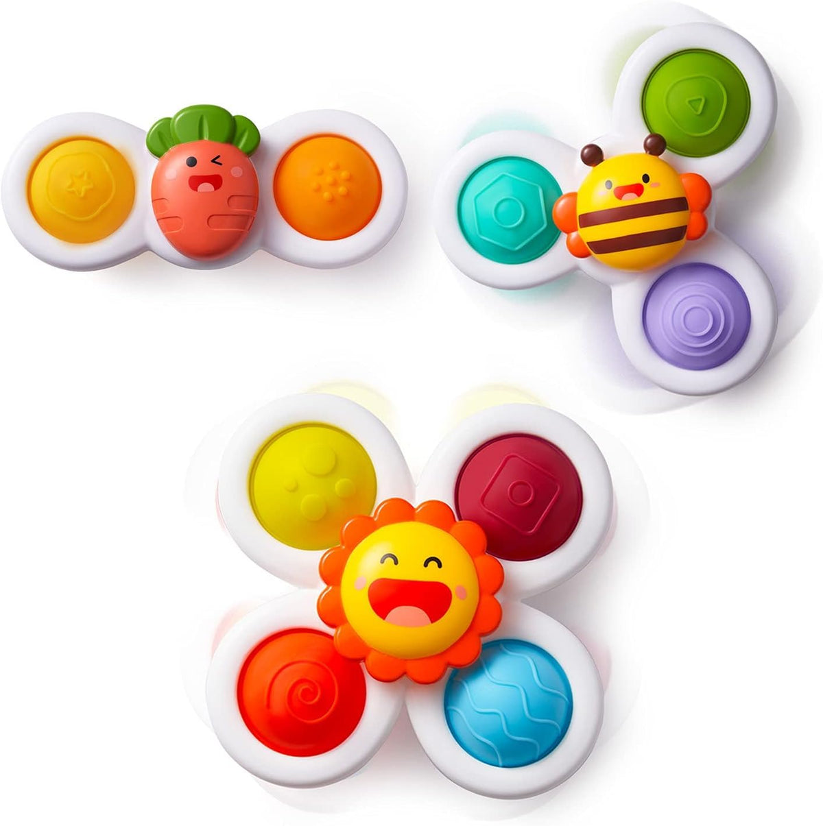 LiKee Starker Saugnapf-Fidget-Rotations-Sensorik-Badespielzeug für Babys, Flugzeug Auto Reise Tisch- und Fensterspielzeug für Kleinkinder Jungen und Mädchen, ab 6 Monaten