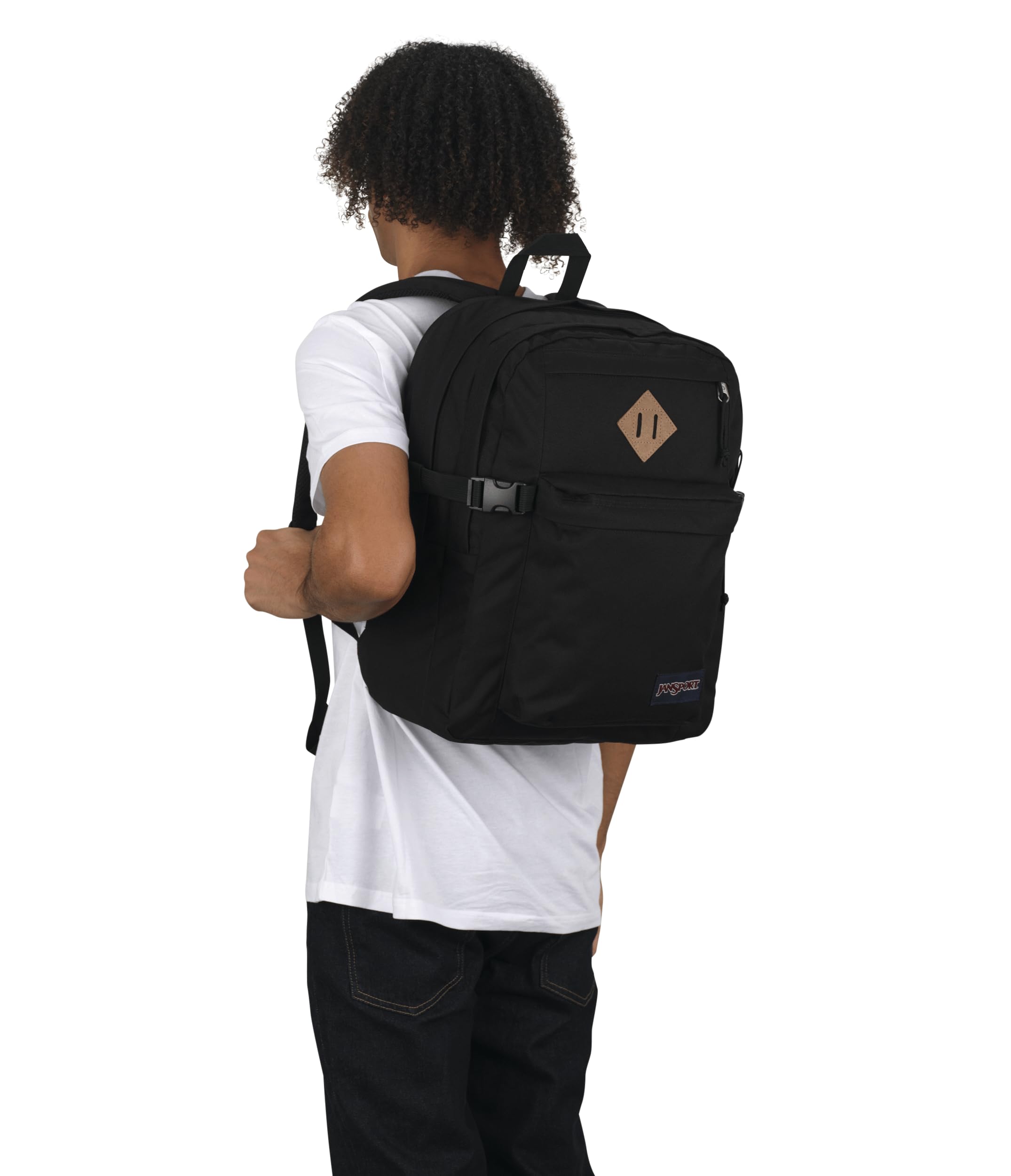 JanSport Main Campus Backpack - Travel or Work backpack w 15-Inch Laptop Sleeve and Dual Water Bottle Pockets, Black