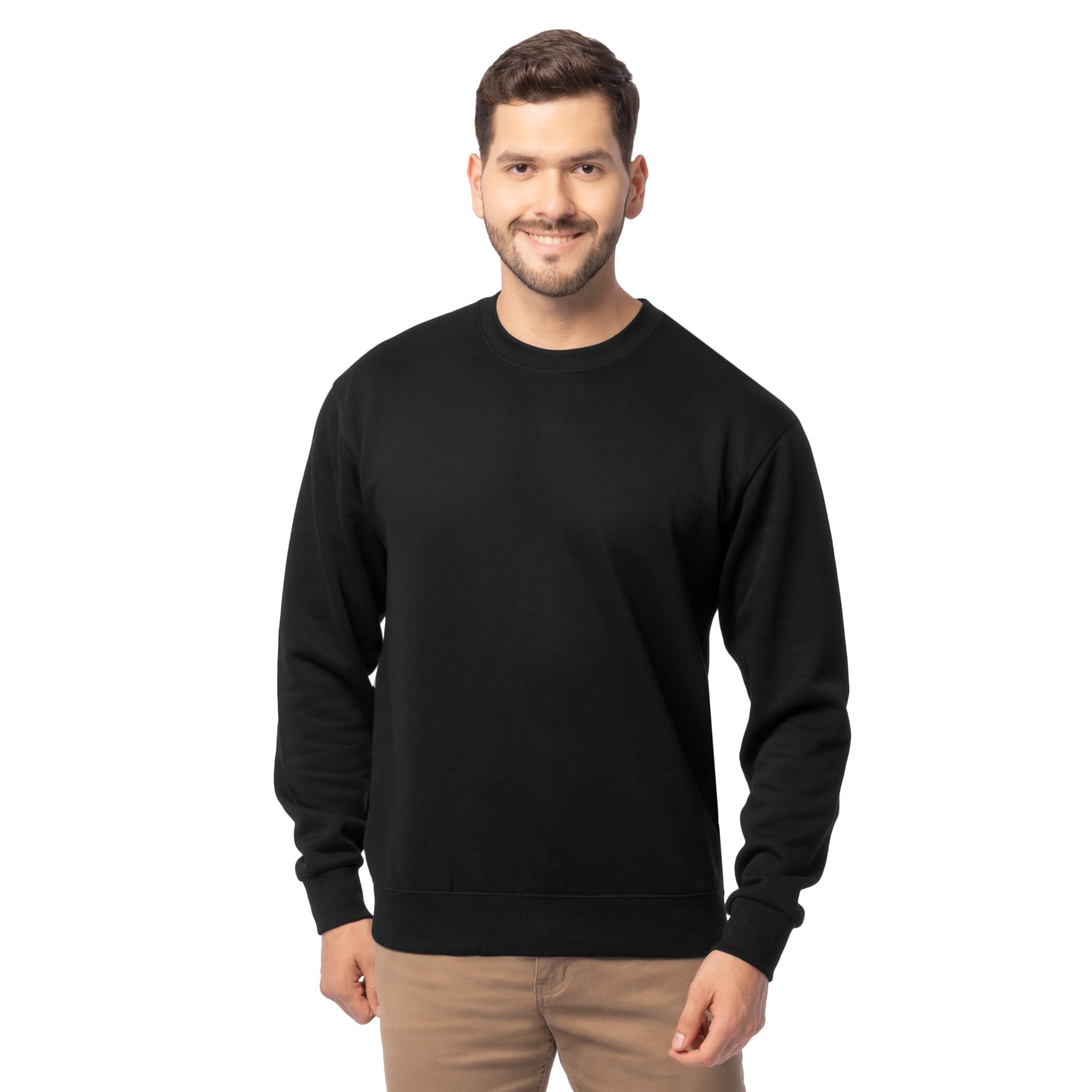 Fruit of the Loom Herren Eversoft Fleece Sweatshirt mit Feuchtigkeitstransport, Schwarz, Large