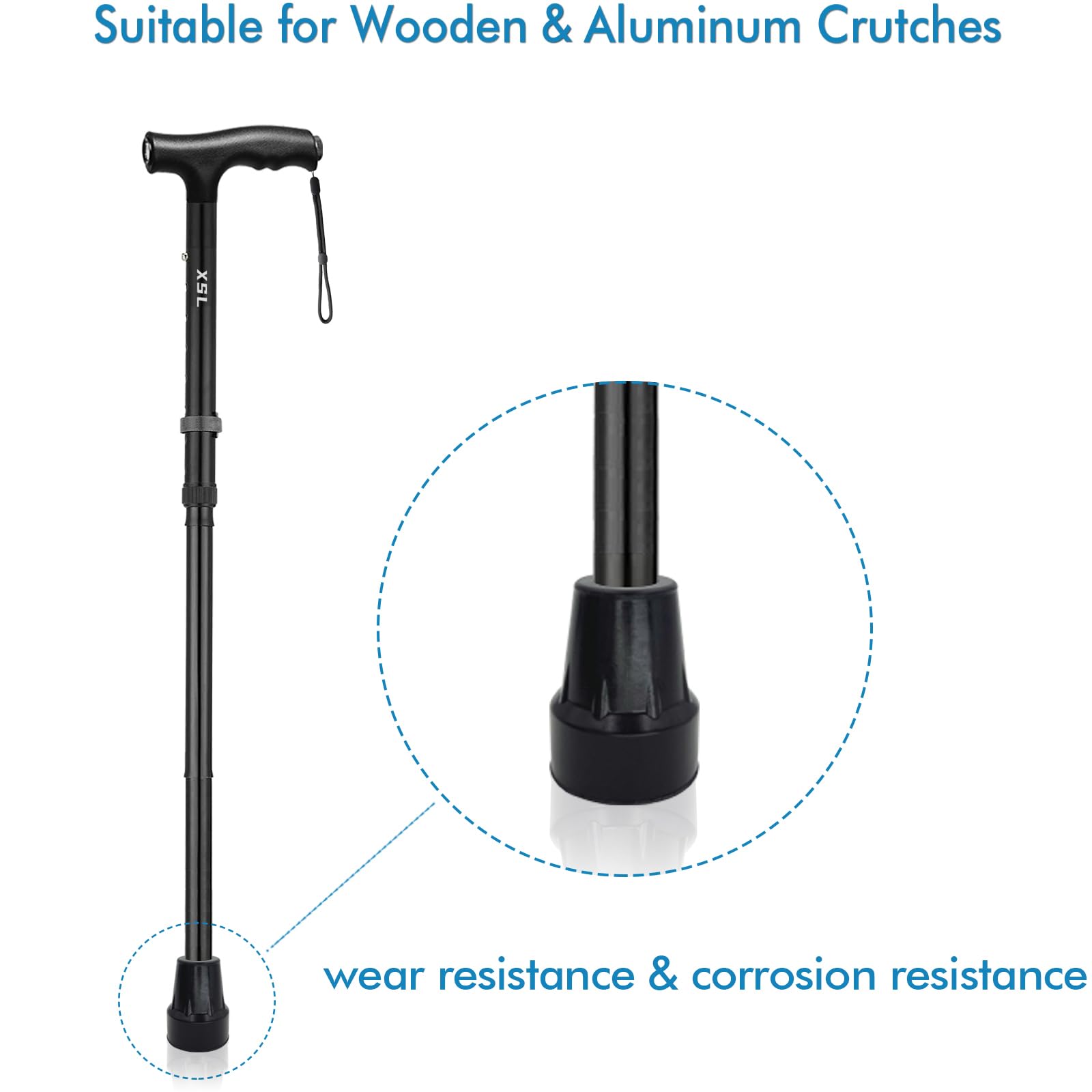 Replacement Cane Tips, 3/4 Inch, Black.