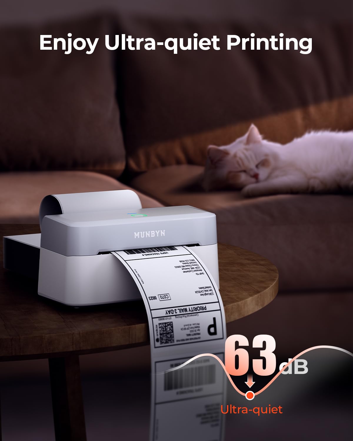 MUNBYN Bluetooth Thermal Label Printer RW403B, Wireless 4x6 Shipping Label Printer for Small Business, Compatible with Android, iPhone, Windows, Mac, Chromebook, Print Width 1.57"-4.25"
