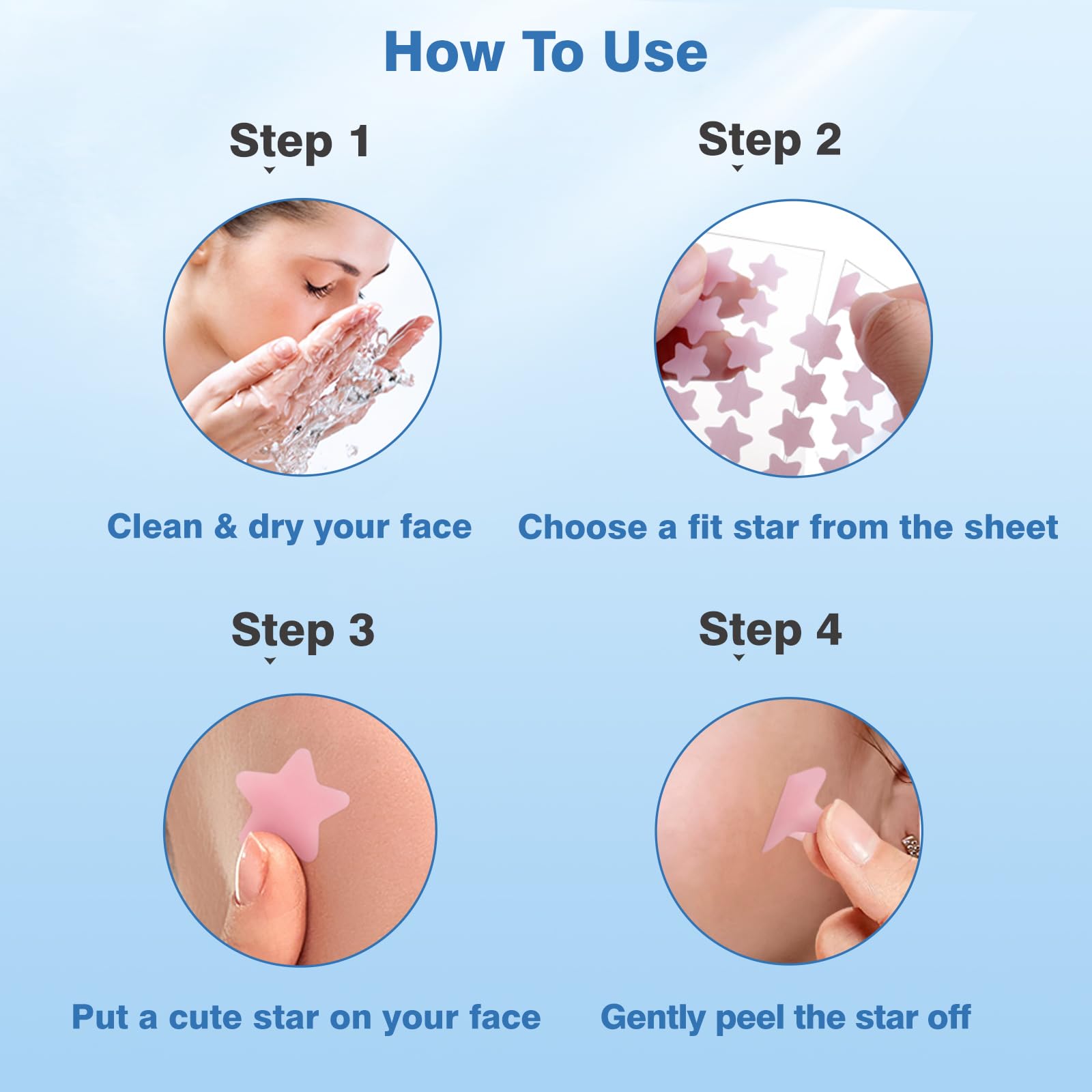 QUSTERE Pimple Patches for Face, Hydrocolloid Acne Patches, Cute Star Zit Covers, Colorful Spot Stickers with Tea Tree, Salicylic Acid & Cica Oil| 3 Sizes (10mm, 12mm & 14mm) |200 Count