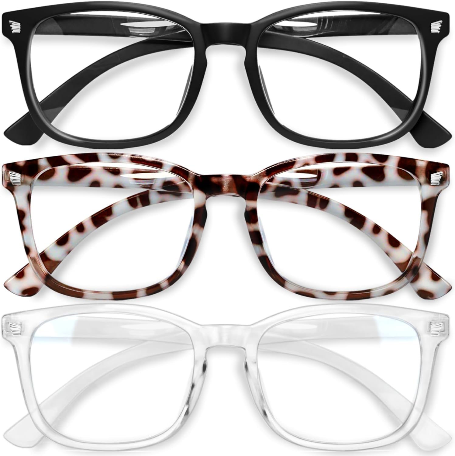 Gaoye Stylische Blaulichtfilterbrille für Damen – Computerbrille bis zu 99 % Blaulichtblockierung – Leichte Rahmen – 3er-Pack