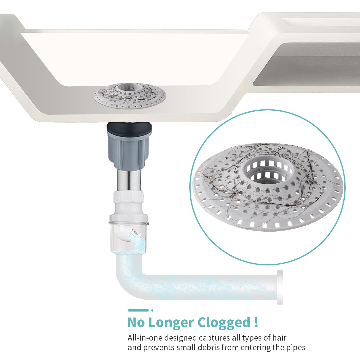 Aluvor Bathtub Drain Hair Catcher,Silicone Tub Hair Catcher Drain Protector,All-in-one Shower Hair Drain Catcher Strainer for 1.48'' to 1.76'' Regular Drains, 3PCS(Patent Pending)