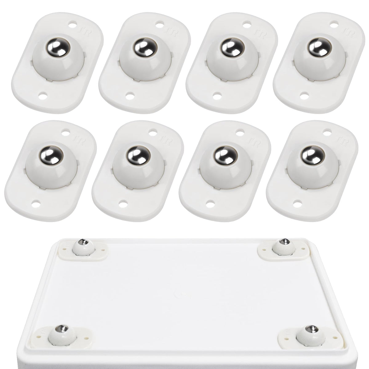 Self Adhesive Caster Wheels, Appliance Rollers for Kitchen Appliances, 360 degrees Swivel Mini Universal Wheel Roller Casters, Sticky Pulley for Trash Can, Storage Box, Appliance Slider (8, White-Swivel)
