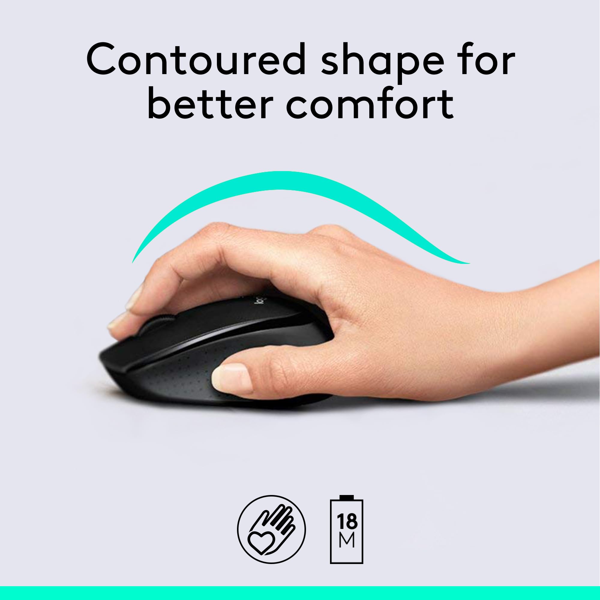 Logitech MK345 Wireless Keyboard and Mouse Combo with Palm Rest, 2.4 GHz USB Receiver, Compatible with PC, Laptop, Black