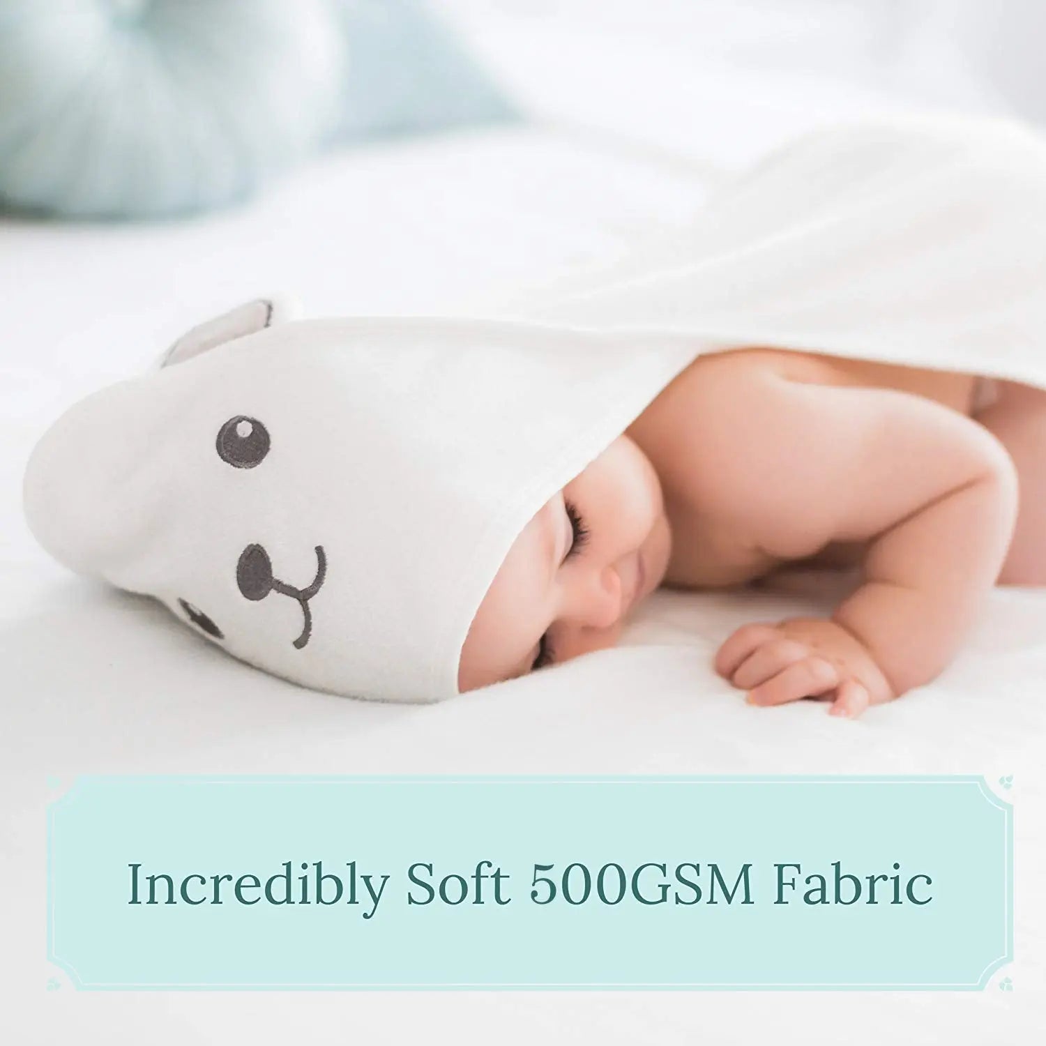 HIPHOP PANDA Hooded Towel - Rayon Made from Bamboo, Bath Towel with Bear Ears for Newborn, Babie, Toddler, Infant - Absorbent Large Baby Towel - Bear, 30 x 30 Inch