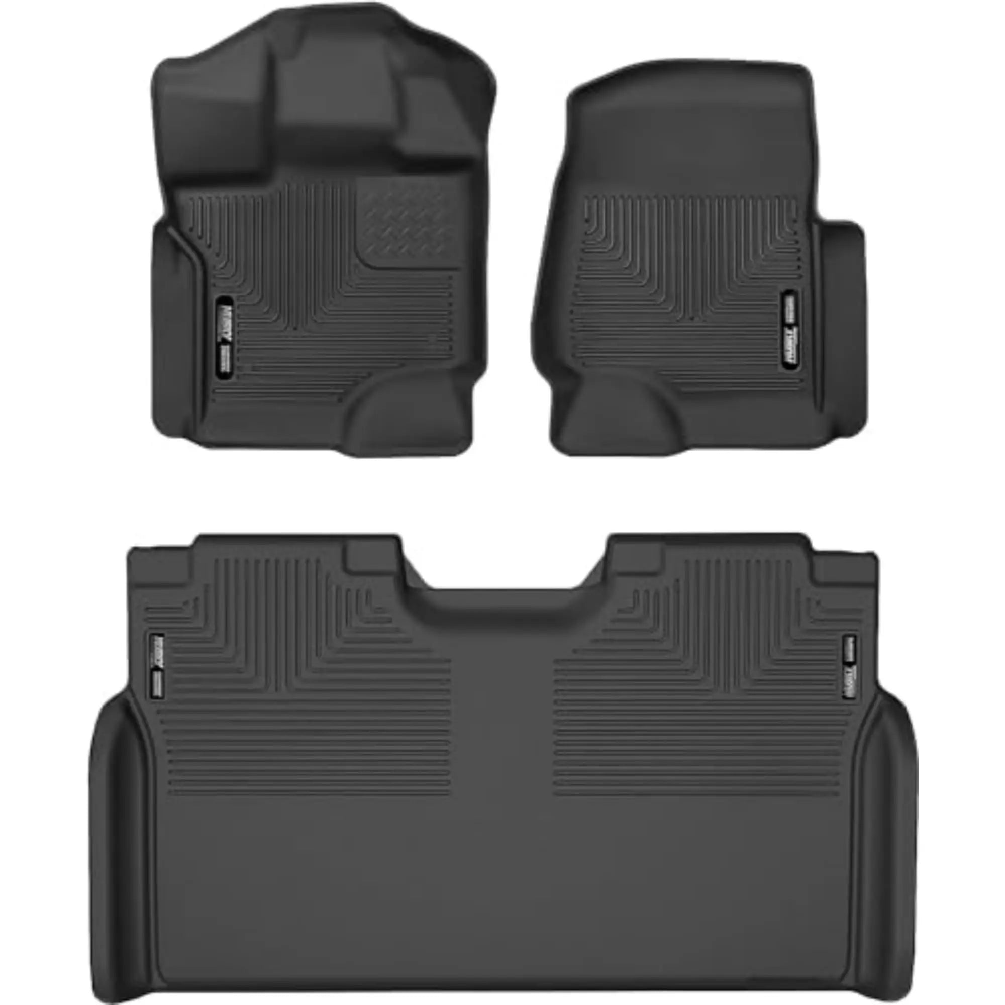 Husky Liners Weatherbeater Floor Mats | Fits 2015-2025 Ford F-150 (Includes 2022-2025 Lightning) SUPERCREW CAB ONLY w/Carpet & w/Out Fold Flat Storage | Front & 2nd Row, 3-pc Black - 94041