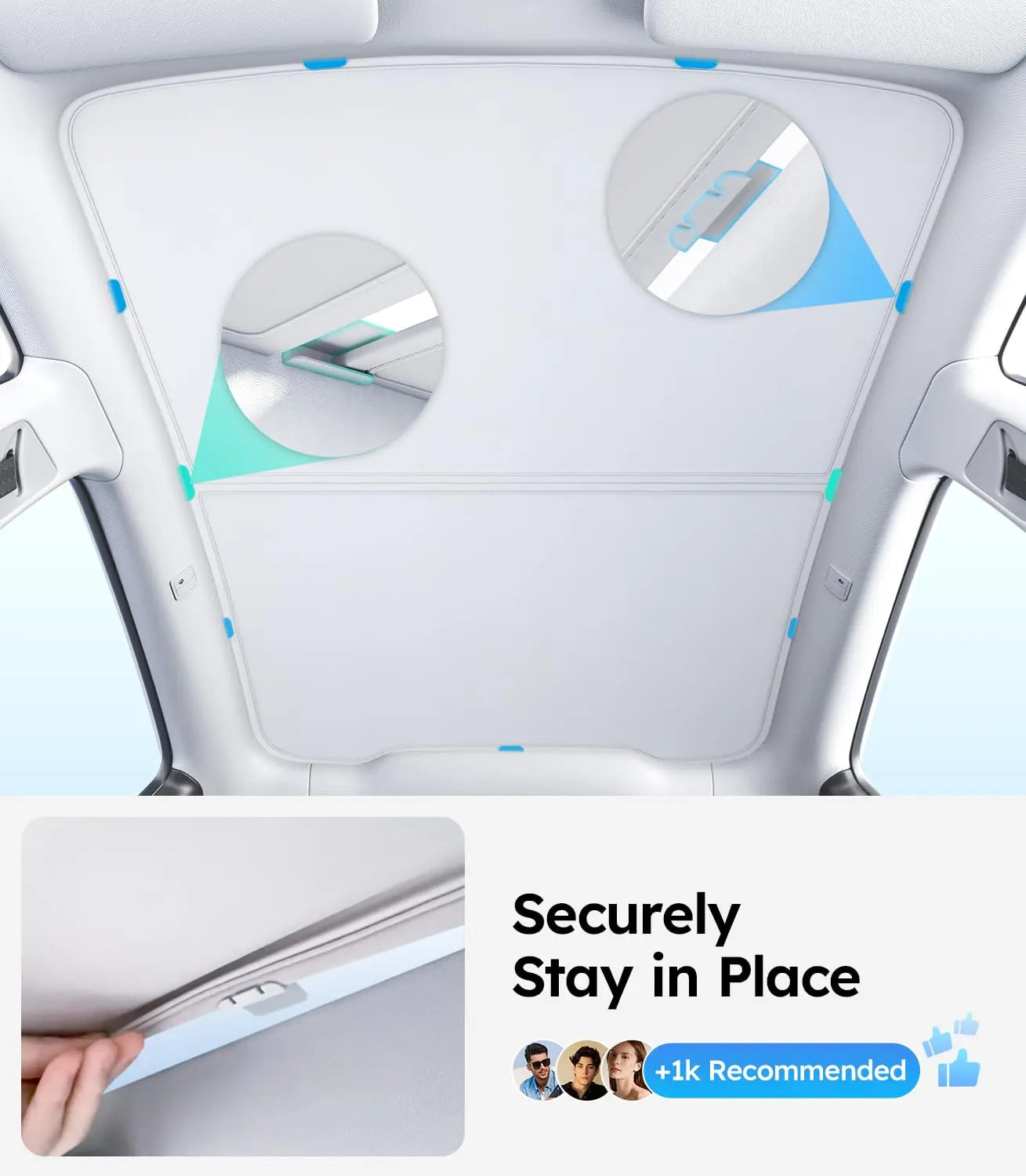 Wigoo 2025 Tesla New Model Y Juniper Accessories Sunshade Roof [Never Sag, Nano Ice-Crystal Coatings] 3-Gen Heat Insulation Glass Roof Sun Shade, Accessories for Tesla Juniper Model Y, Interior Gray