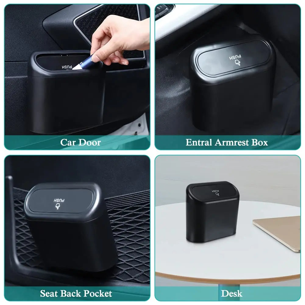 Accmor Car Trash Can with Lid, Mini Auto Dustbin Garbage Organizer with 30 Pcs Plastic Trash Bag, Automotive Garbage Container Bin for Vehicle, Home, Office
