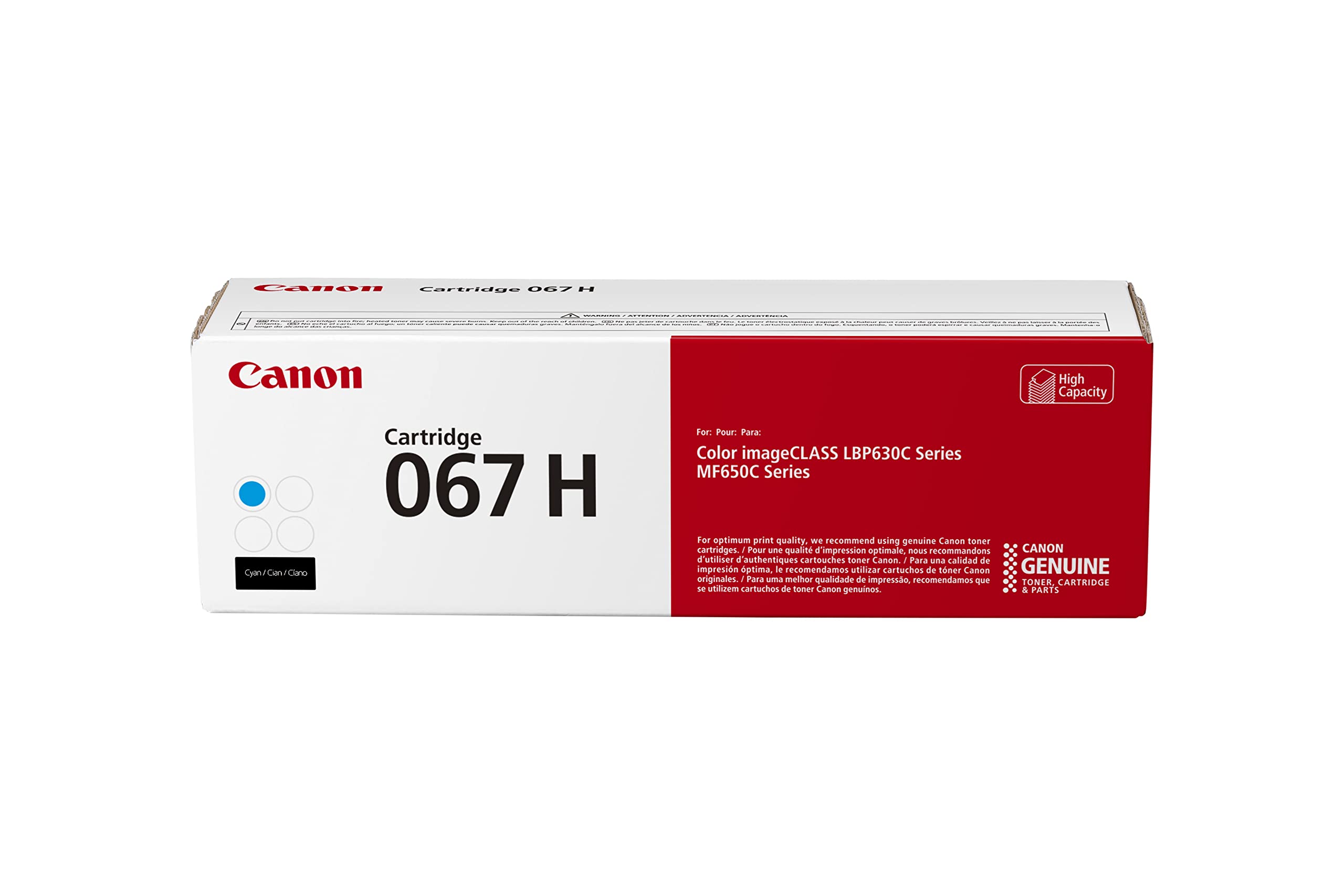 Canon Genuine 067 Cyan Toner Cartridge High Capacity Compatible with LBP633Cdw, LBP632Cdw, MF652Cdw, MF653Cdw, MF654Cdw, MF656Cdw