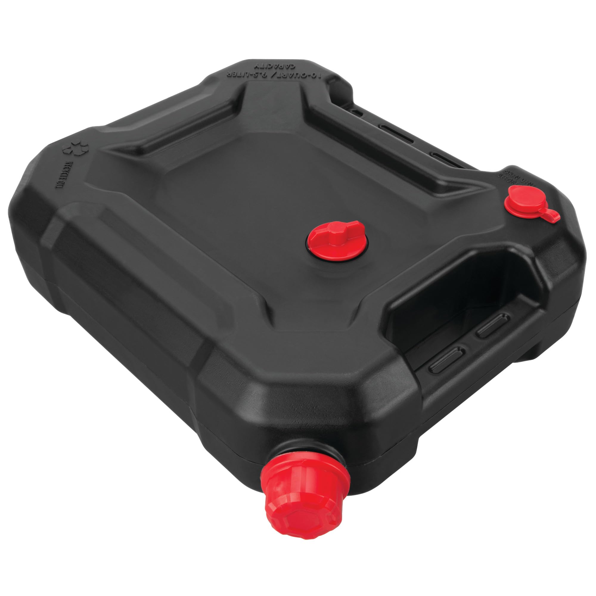 Performance Tool W4076 10-Quart Oil Drain Container, Deep Drain Well, Integrated Handle, Sealing Rubber Gaskets, Black