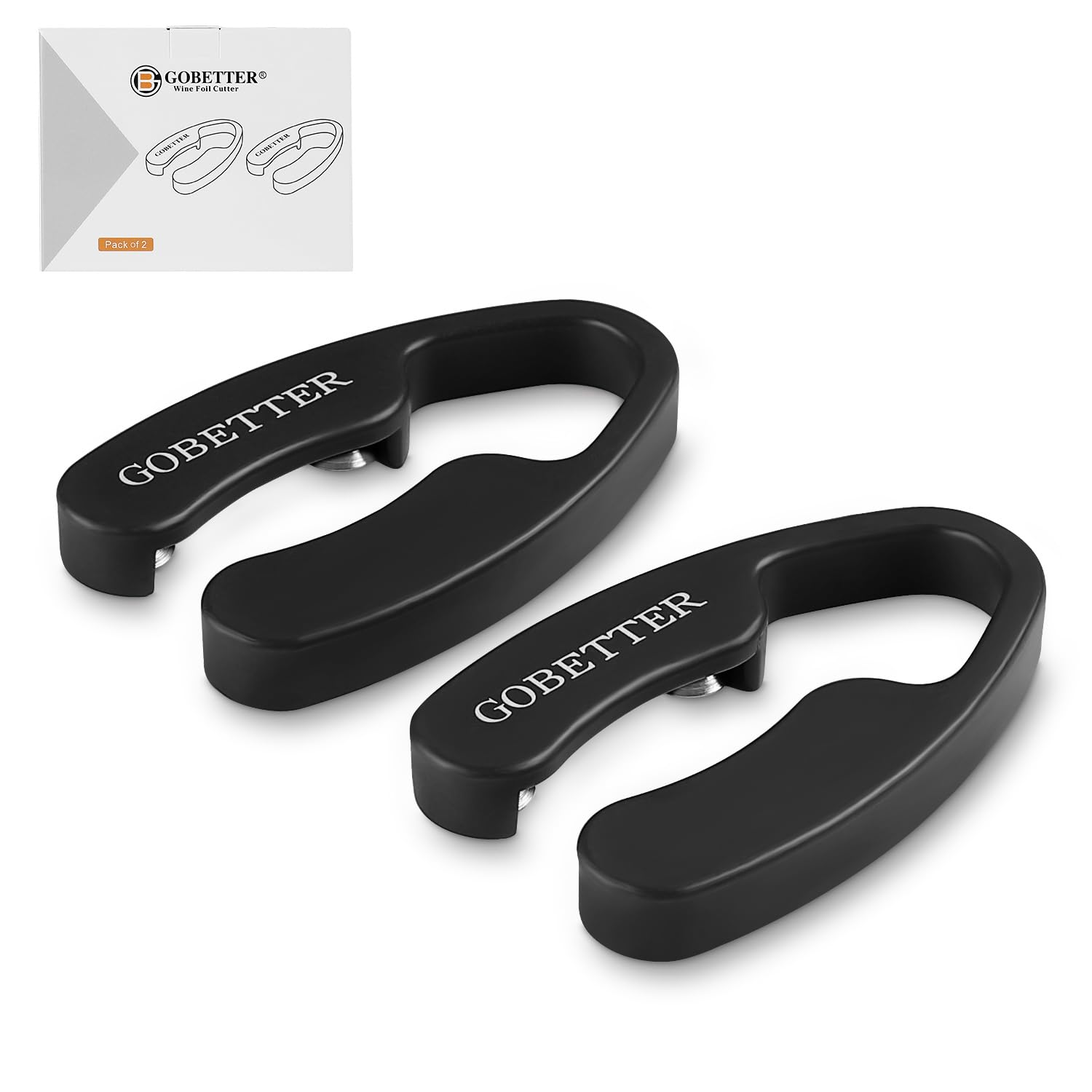 GOBETTER 2 Stück Weinflaschenfolienschneider Magnetisches Design, 4 Edelstahlklingen Folienentferner Weinflaschenöffner Zubehör, Entfernt mühelos Folie für Weinliebhaber, Schwarz