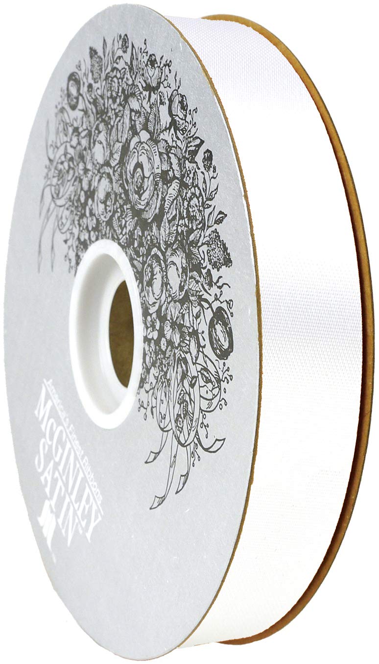 McGinley Mills 7/8" B Azetat-Satinband, Weiß, 100-Yard-Rolle