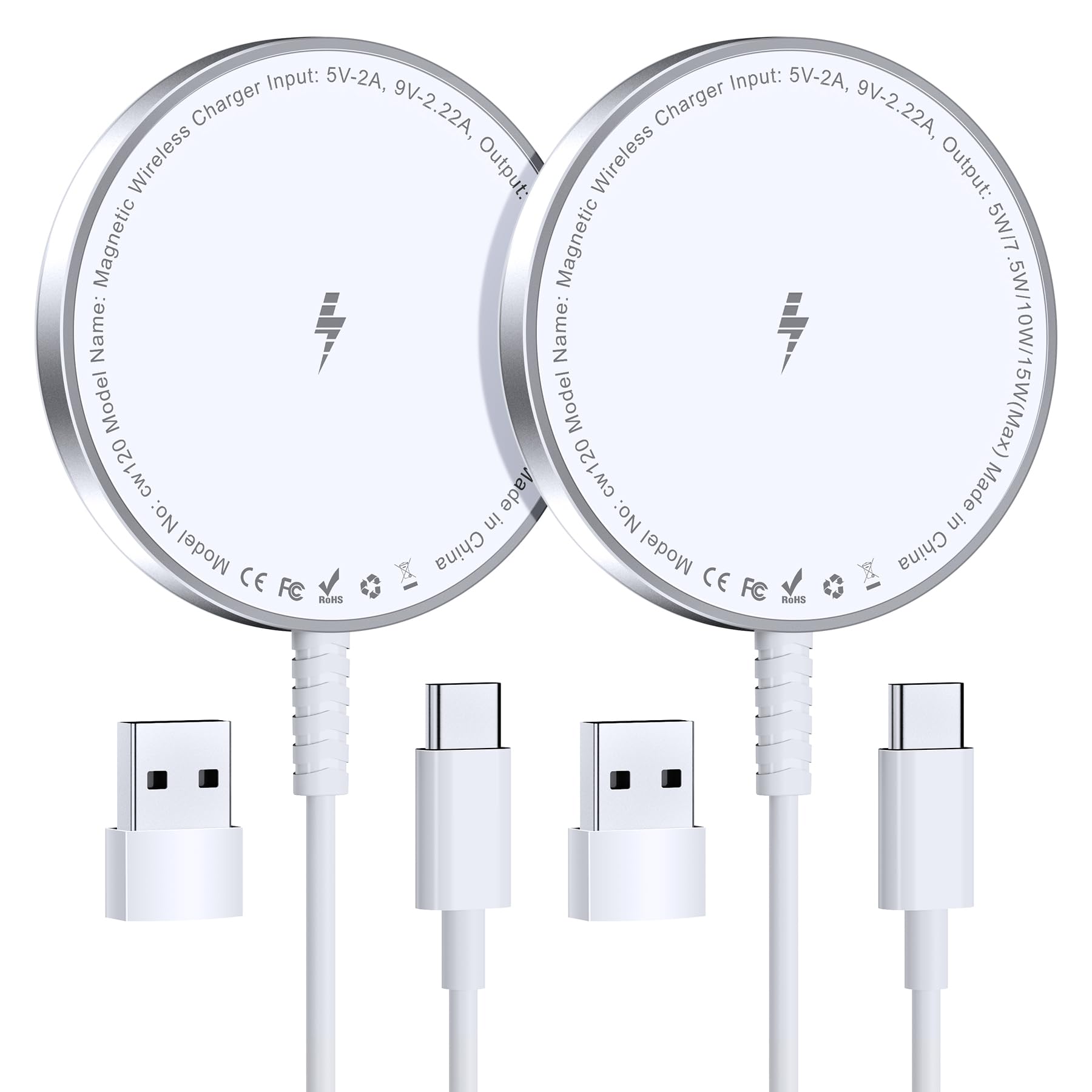 für MagSafe Ladegerät: Magnetisches kabelloses Ladepad für iPhone 16, 15, 14, 13, 12 Serie & AirPods 4-2 Pro, starker Magnet, Aluminiumlegierung, USB-C/A Anschlüsse, ultradünn & tragbar, ideal für Schreibtisch & Nachttisch