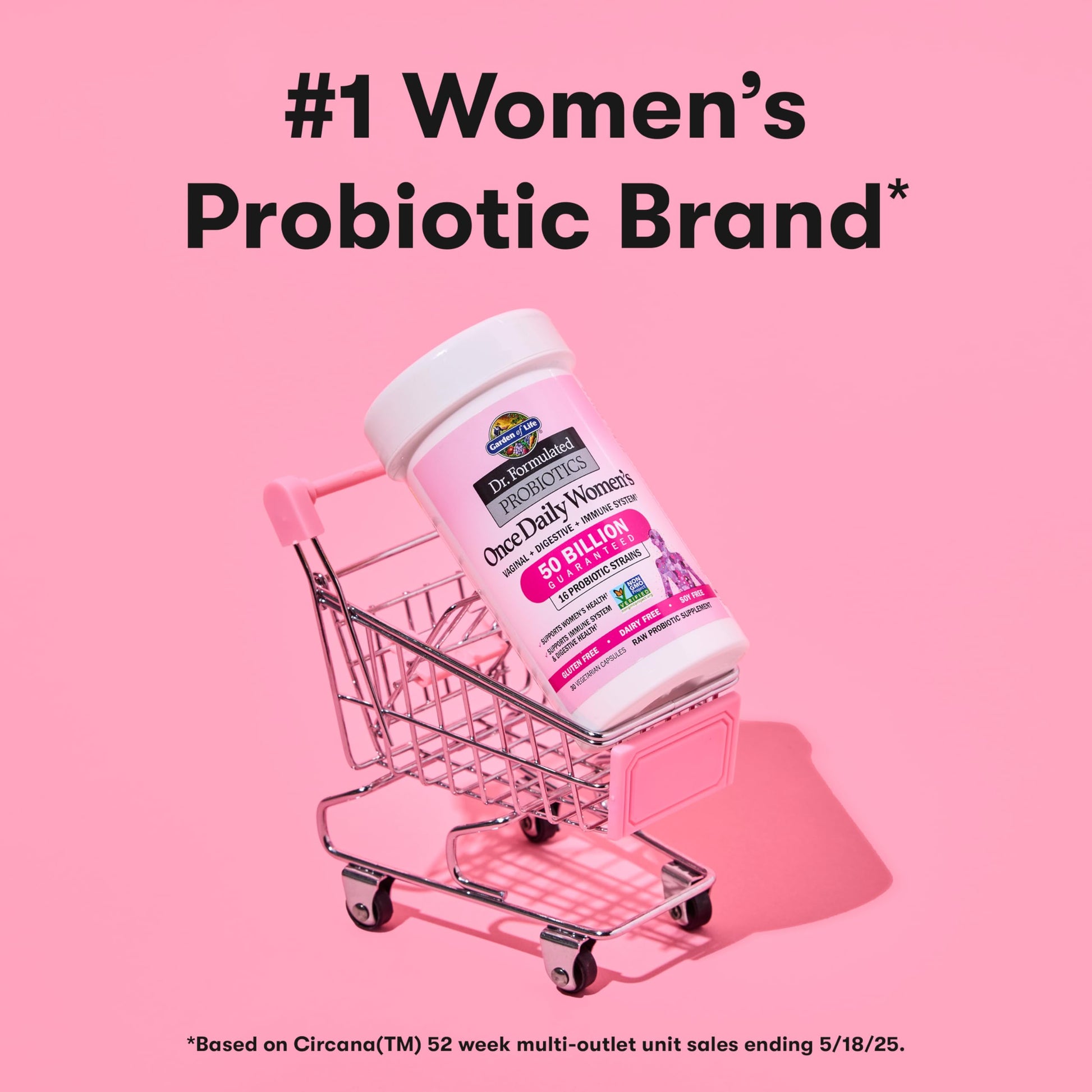 Garden of Life Once Daily Dr. Formulated Probiotics for Women 50 Billion CFU 16 Probiotic Strains with Organic Prebiotics for Digestive, Vaginal & Immune Health, Dairy Free, Shelf Stable 30 Capsules
