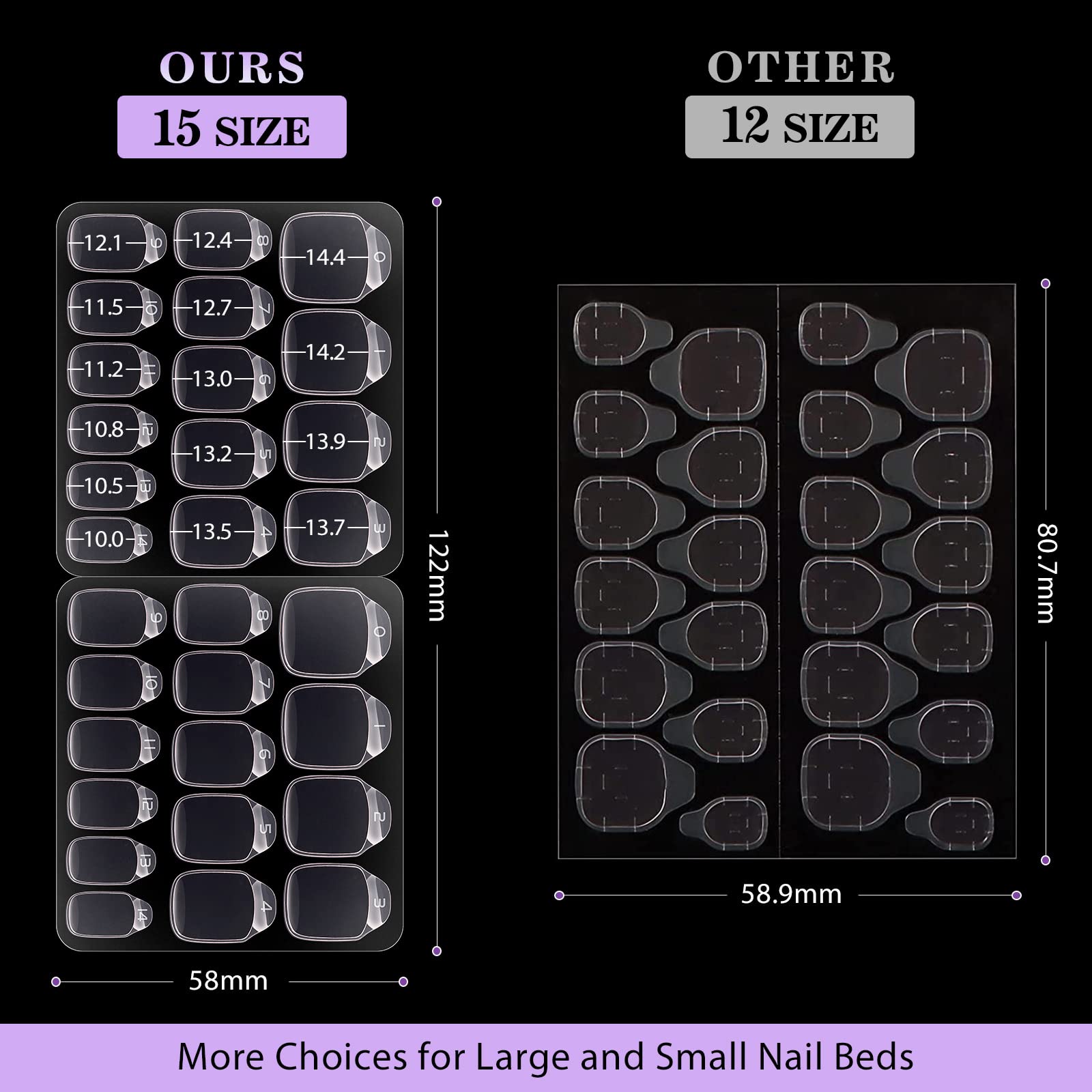 Nail Adhesive Tabs for Press On Nails - BTArtbox 20 Sheets 15 Sizes Ultra Thin & Waterproof Nail Stickers for Fake Nails, 600PCS Double Sided Jelly Nail Sticky Tabs for Manicure