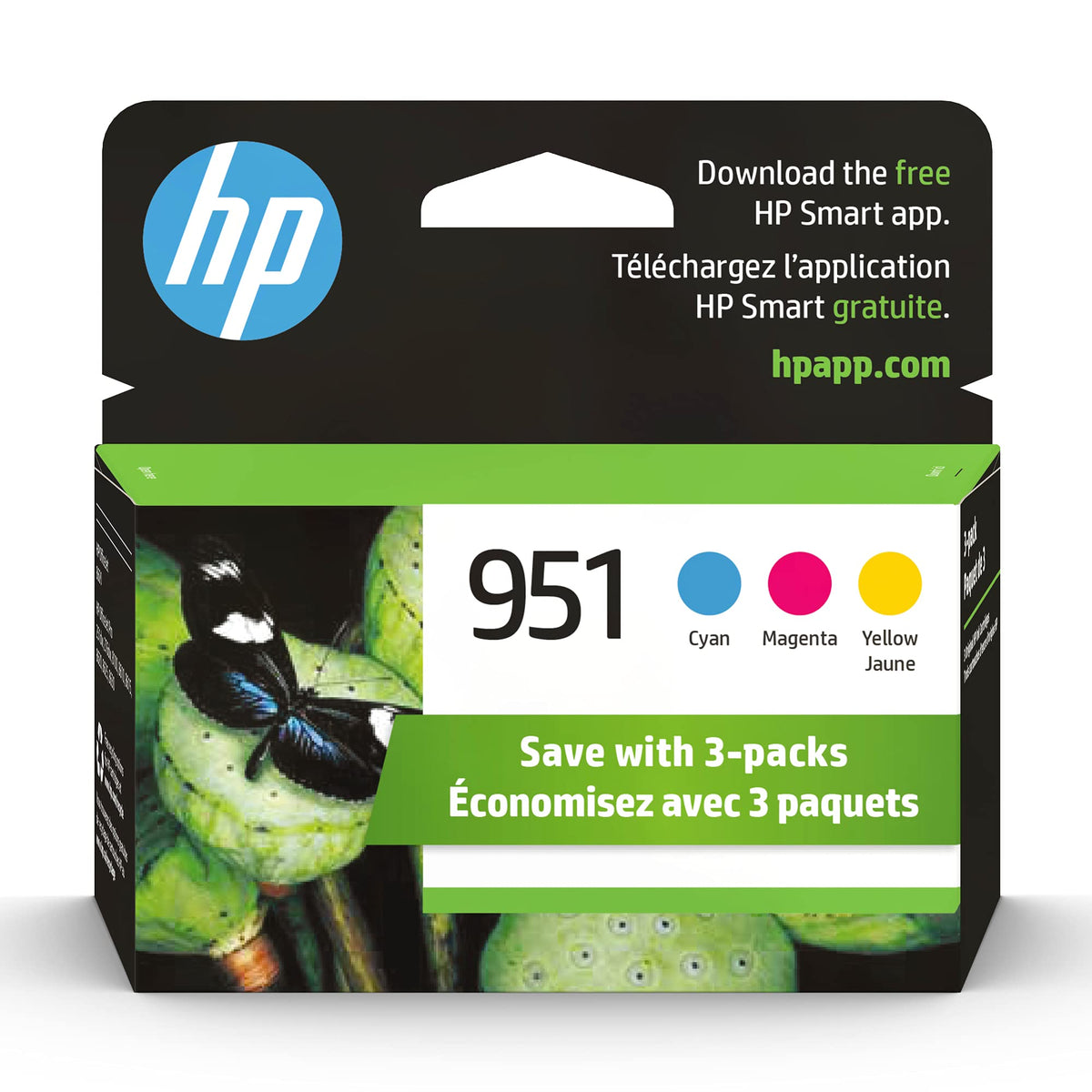 HP 951 Cyan, Magenta, Yellow Ink Cartridges for HP Printers (3 Pack) | Works with OfficeJet 8600, OfficeJet Pro 251dw, 276dw, 8100, 8610, 8620, 8630 | Eligible for Instant Ink | CR314FN