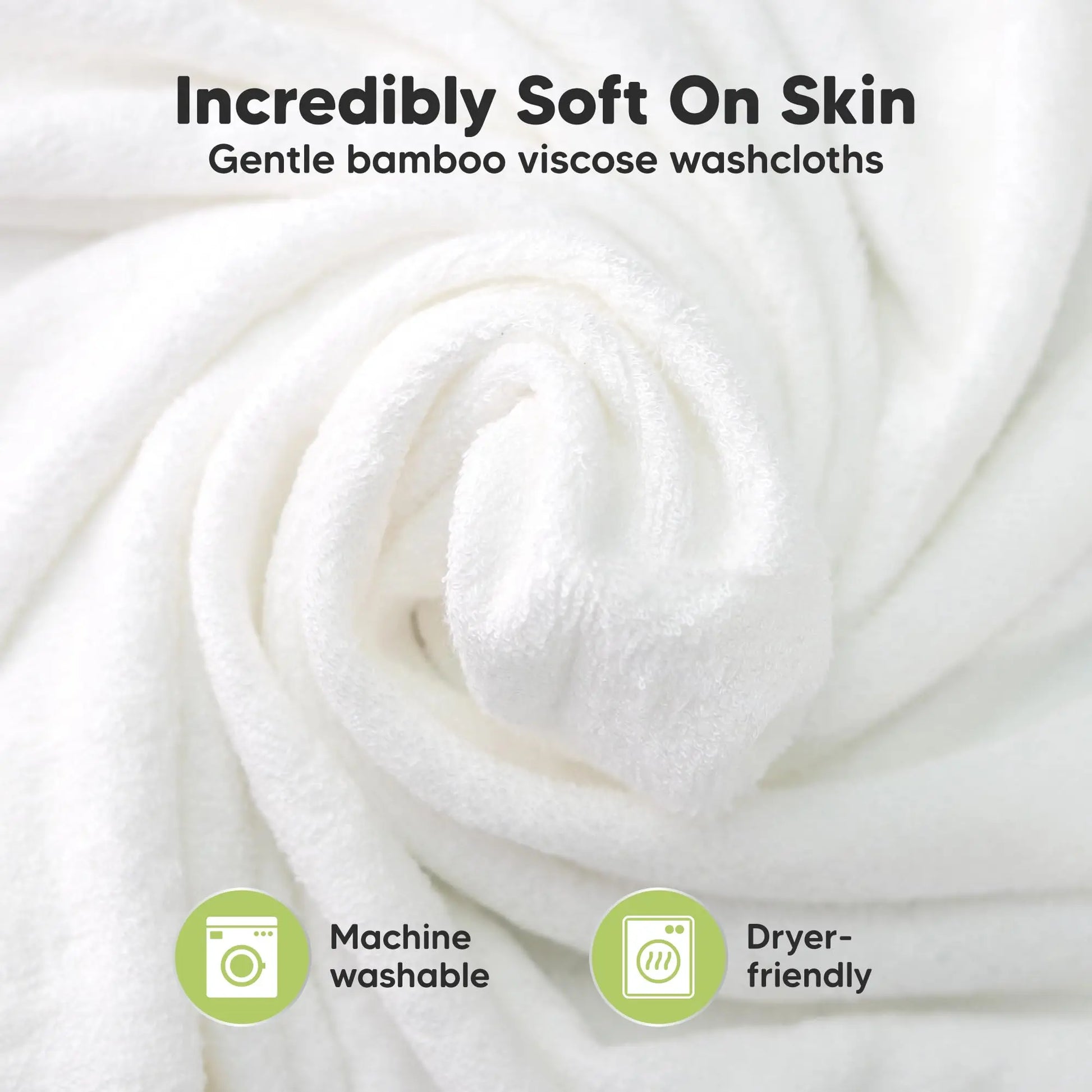6-Pack Soft Baby Washcloths, Viscose from Bamboo - Kids, Newborn Bath Towels, Infant Shower, Toddler Reusable Face Towel, Gentle on Skin, Face Wash Cloths for Babies, 10x10 (White)