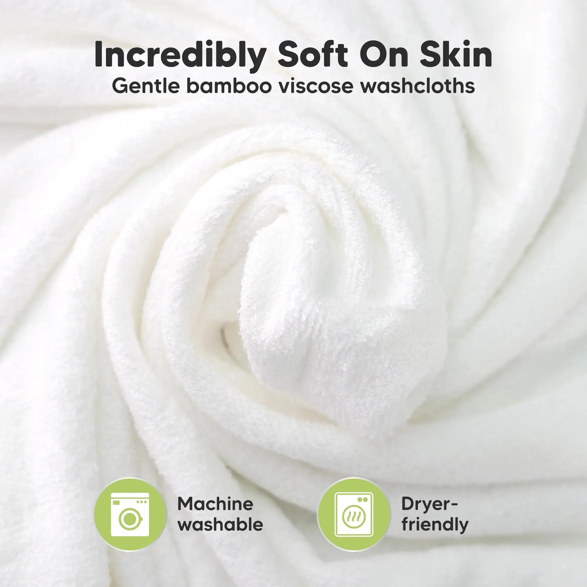 6-Pack Soft Baby Washcloths, Viscose from Bamboo - Kids, Newborn Bath Towels, Infant Shower, Toddler Reusable Face Towel, Gentle on Skin, Face Wash Cloths for Babies, 10x10 (White)