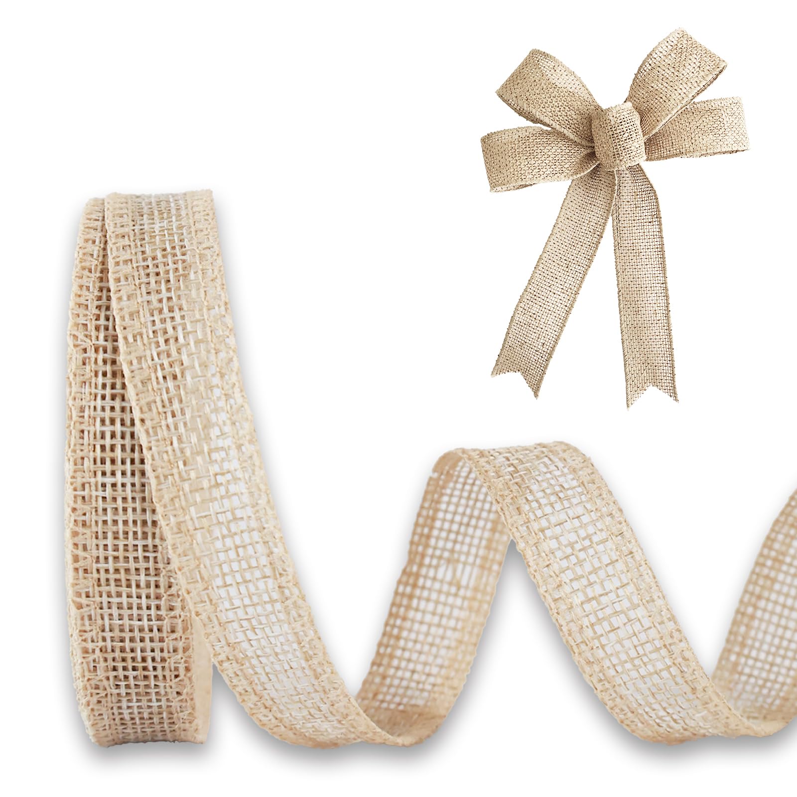 JaoZuyard Sackleinenband 1,27 cm x 9,14 m Natürliches Leinen Gewebtes Band DIY Handgemachte Einfassung Produktion Kranz Weihnachtsdekoration Geschenkband zum Geschenkverpacken Jute Leinenband