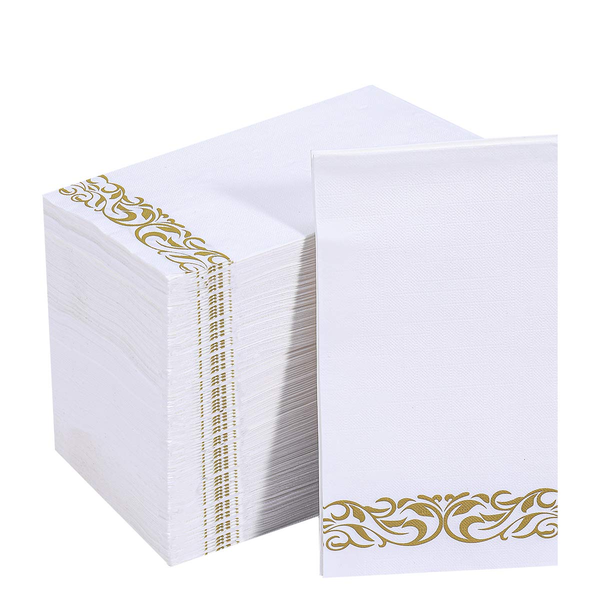 Vplus 200er-Pack Papierservietten Gästehandtücher Einweg-Premiumqualität 3-lagige Dinner-Servietten Einweg-weich, saugfähig, perfekt für Küche, Hochzeit, Partys, Abendessen oder Veranstaltungen (Gold)