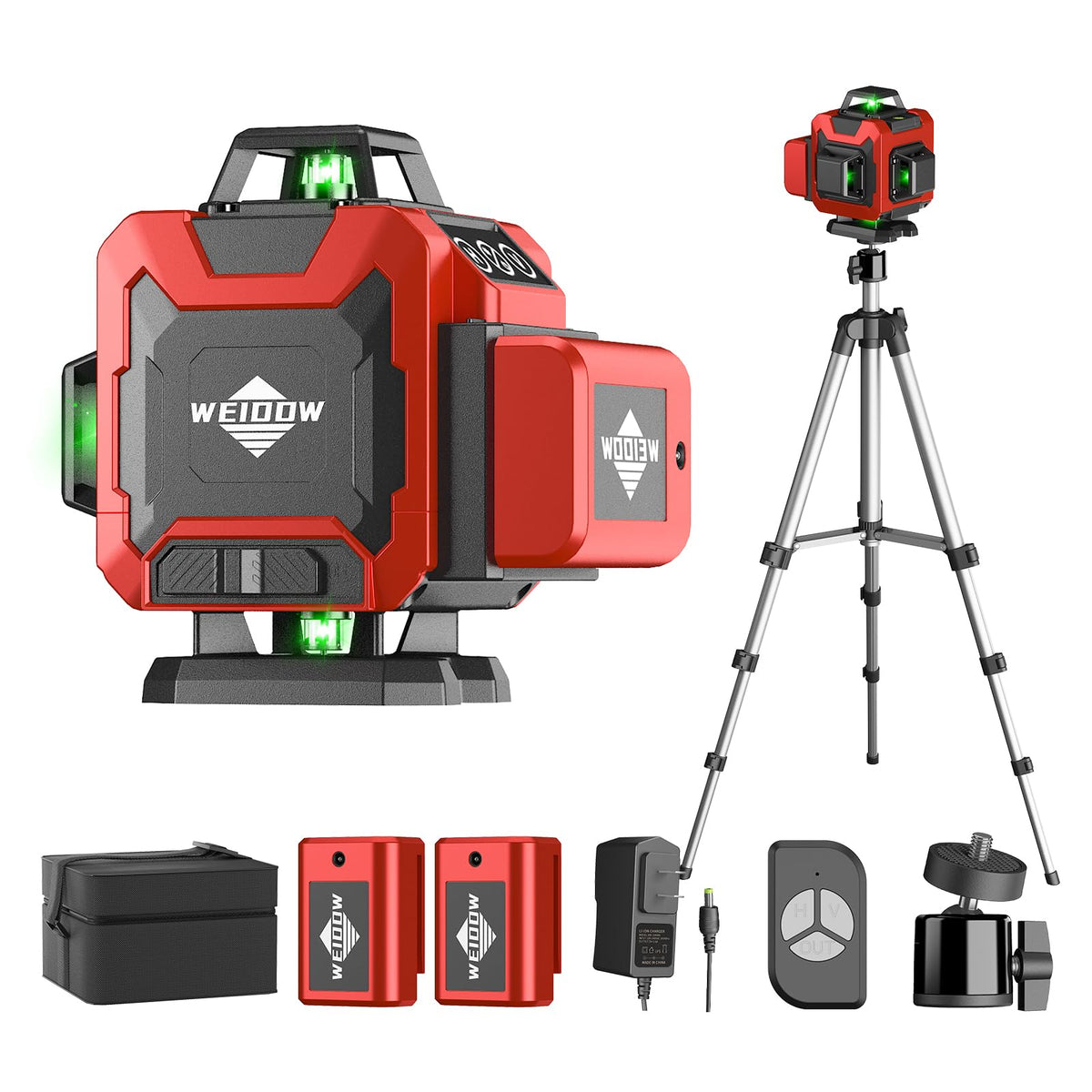 Laser Level 360 Self Leveling with Tripod,WEIDDW 4D Lazer Level,4x360 degrees Cross Line Laser for Construction Project Renovation,Floor Tile, Laser Level Lines Tool