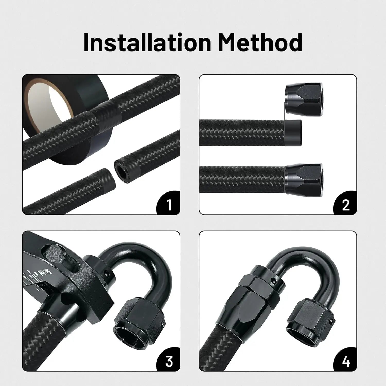 EVIL ENERGY 6AN Fuel Line Kit, 6AN Nylon Braided Fuel Line Hose Fitting Kit CPE 20FT Black