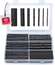 Wirefy Heat Shrink Tubing Kit 180 PCS - 3:1 Ratio Adhesive Lined, Wire Shrink Wrap Tubing - Industrial Heat-Shrink Tubing - Black - Shrink Wrap Tubing | Trusted UL Certification