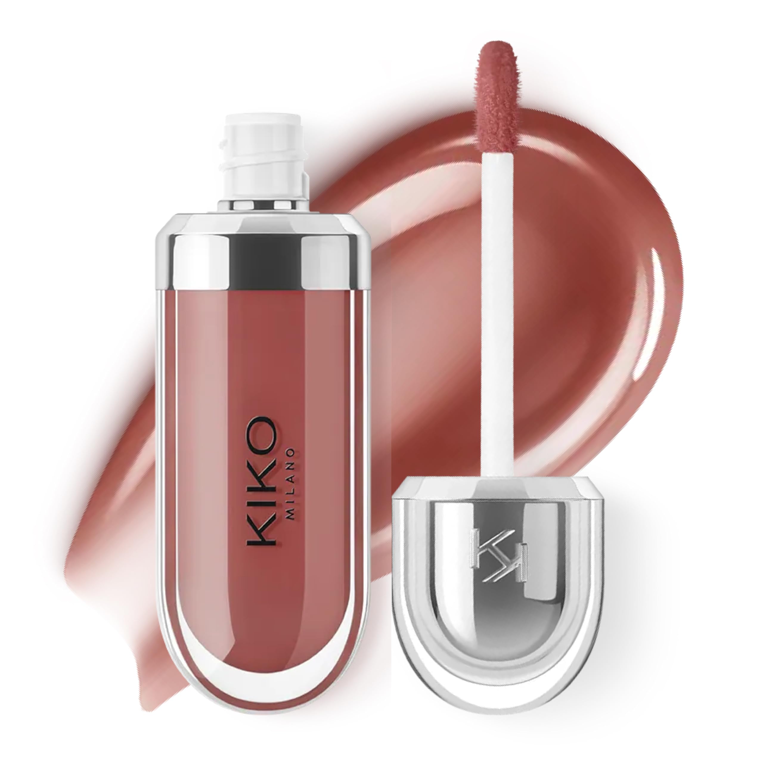 KIKO Milano 3D Hydra Lip Gloss - High Shine, Hydrating, Plumping, Non-Sticky, Moisturizing Lip Makeup - 21 Brun Rose - 6.5ml