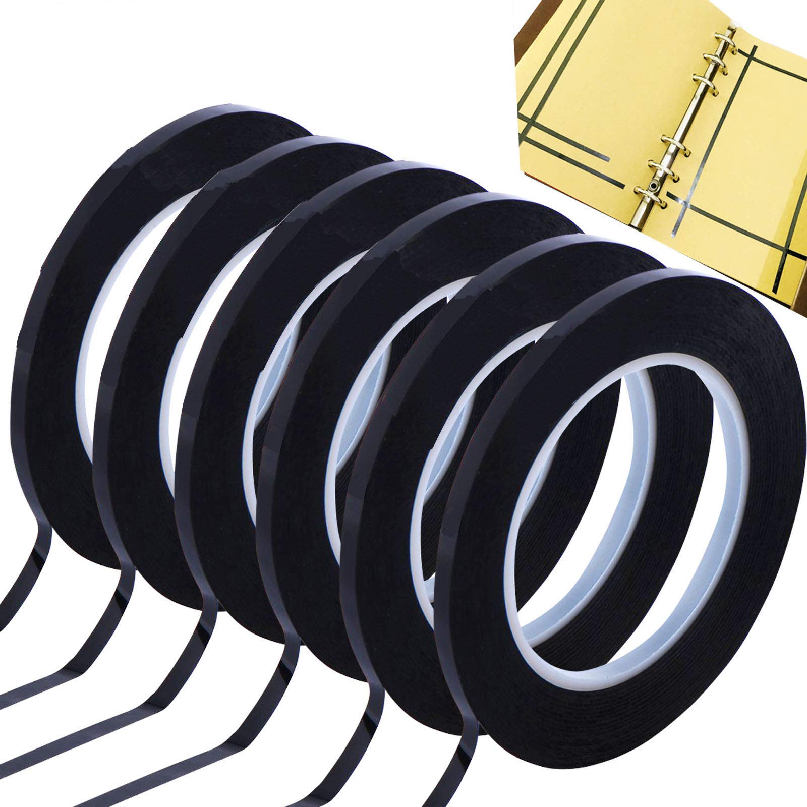 GoProver 6er-Set 3mm 1/8 Zoll Blitz-Breite Grafik, 33 Meter Länge pro Rolle