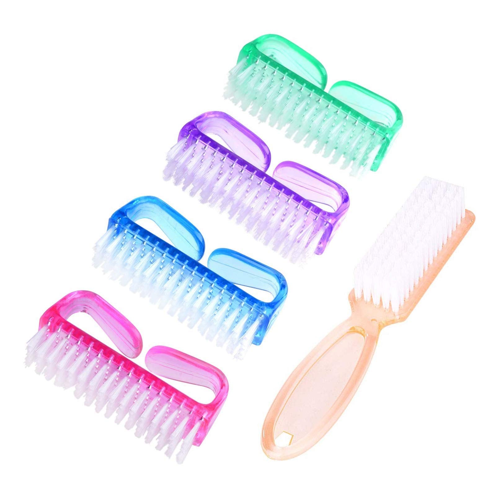 Griff-Nagelbürste, Handfingernagel-Schrubb-Reinigungsbürsten für Zehen und Nägel, Pediküre-Schrubbwerkzeug-Set für Männer und Frauen, 5er-Pack (mehrfarbig)