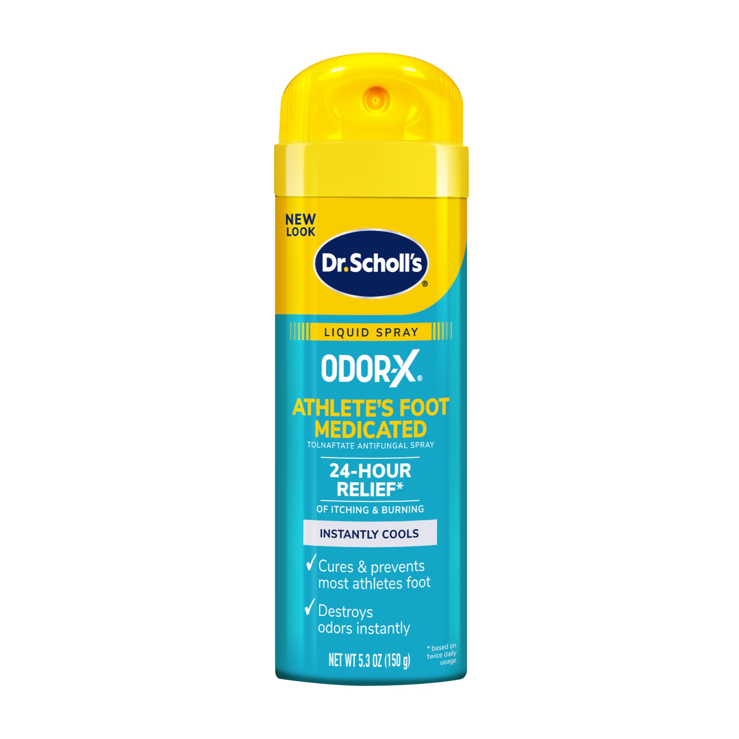 Dr. Scholl's ODOR-X FUSSPILZ MEDIZINIERTES FLÜSSIGSPRAY, 150 ml // 24-Stunden-Linderung von Juckreiz und Brennen, kühlt sofort, heilt und beugt den meisten Fußpilz vor, beseitigt Gerüche sofort