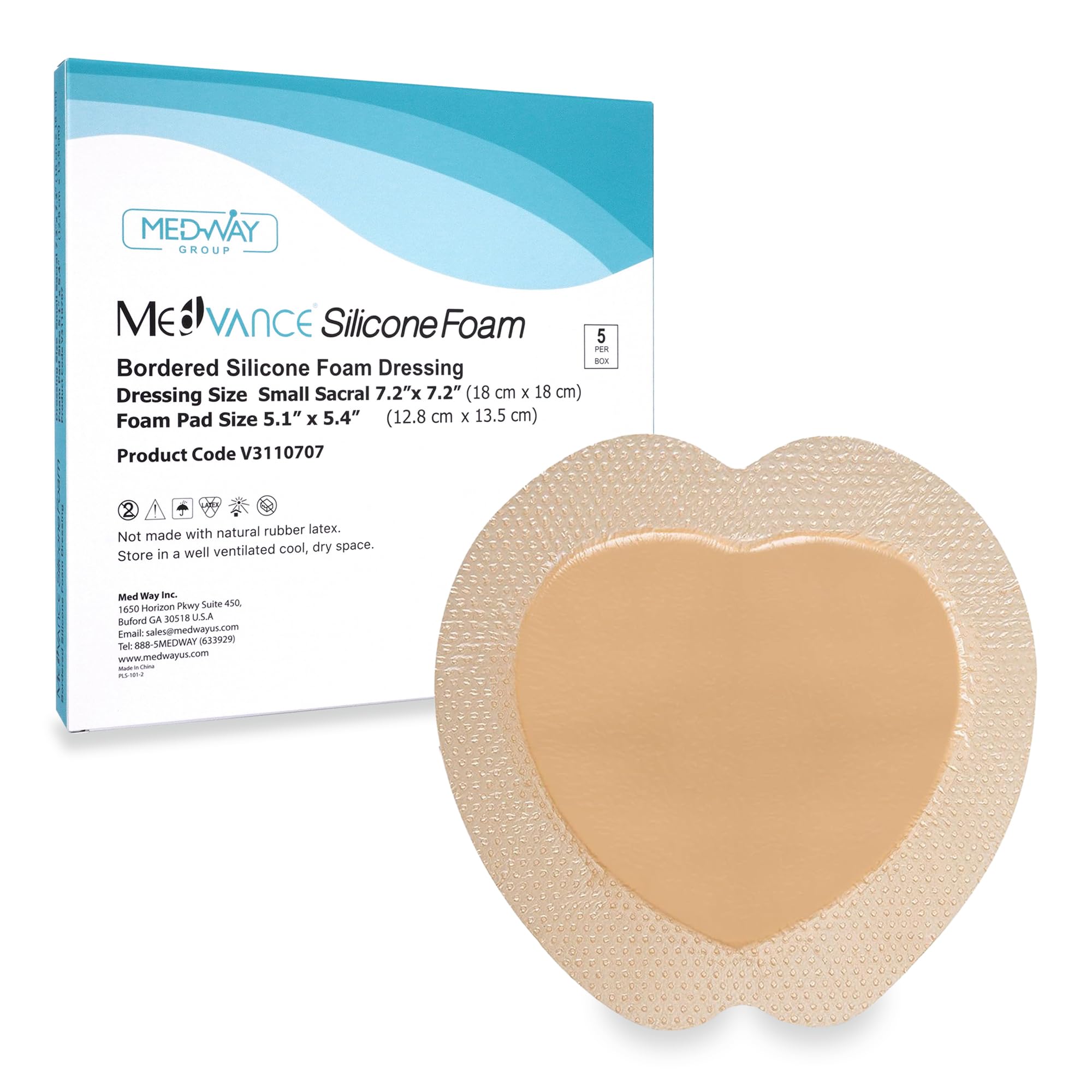 MedVance TM Silicone - Bordered Silicone Adhesive Foam Dressing Sacral Size 7"x 7" Box of 5 dressings
