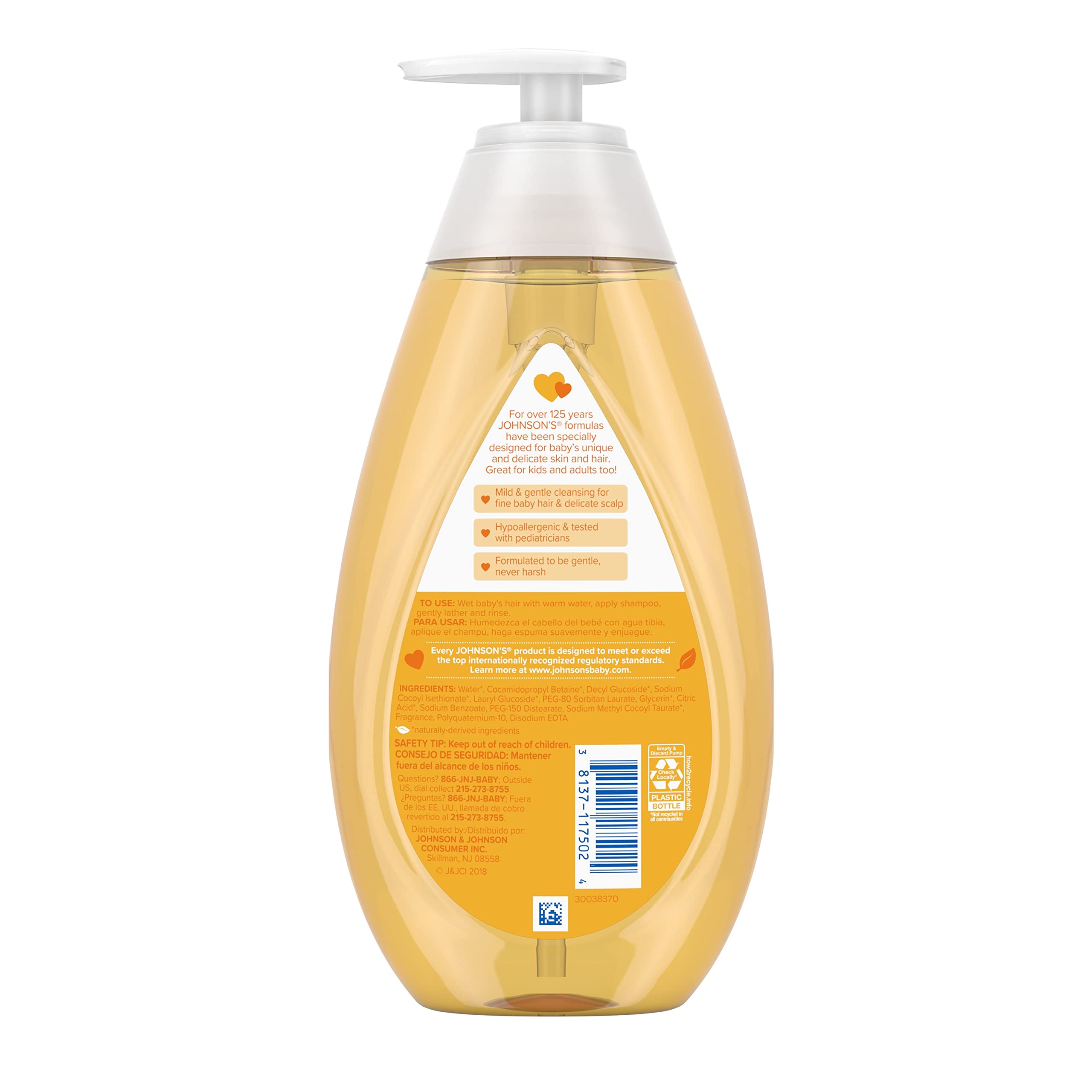 Johnson's Baby Shampoo with Tear-Free Formula, Shampoo for Baby's Delicate Scalp & Skin, Gently Washes Away Dirt & Germs, Paraben-, Phthalate-, Sulfate- & Dye-Free, 20.3 fl. oz