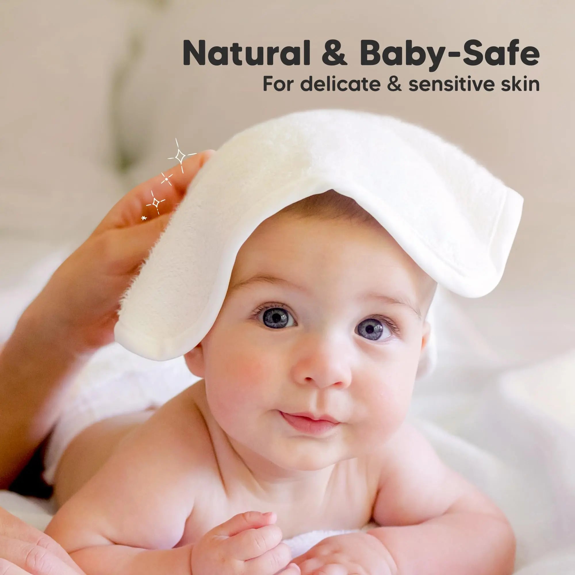 6-Pack Soft Baby Washcloths, Viscose from Bamboo - Kids, Newborn Bath Towels, Infant Shower, Toddler Reusable Face Towel, Gentle on Skin, Face Wash Cloths for Babies, 10x10 (White)