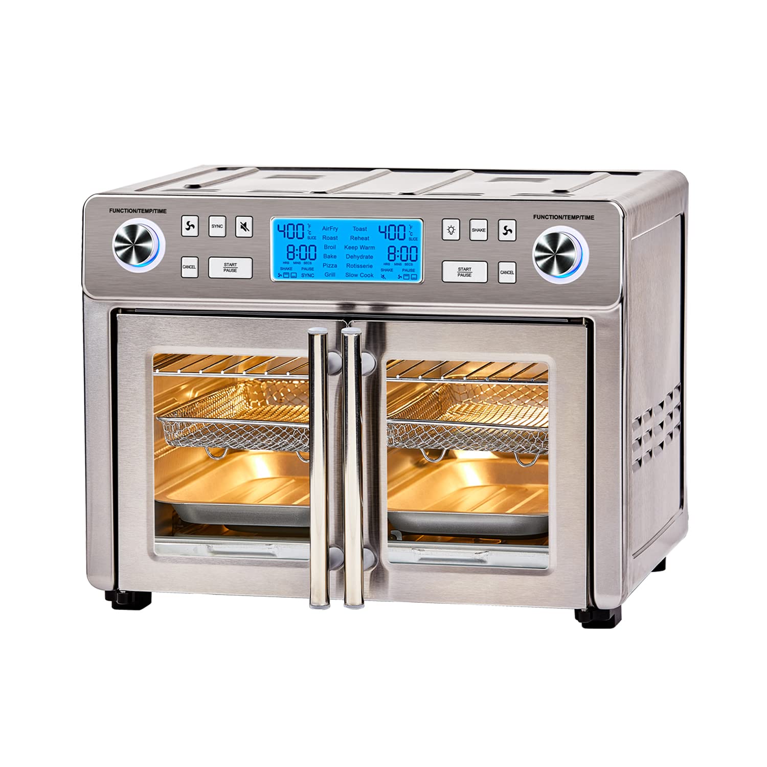 Emeril Lagasse Dual Zone 360 Air Fryer Ofen-Kombination mit Flügeltür, 25 QT Extragroß, zwei Gerichte auf unterschiedliche Weise zubereiten, bis zu 60 % schneller von gefroren bis fertig