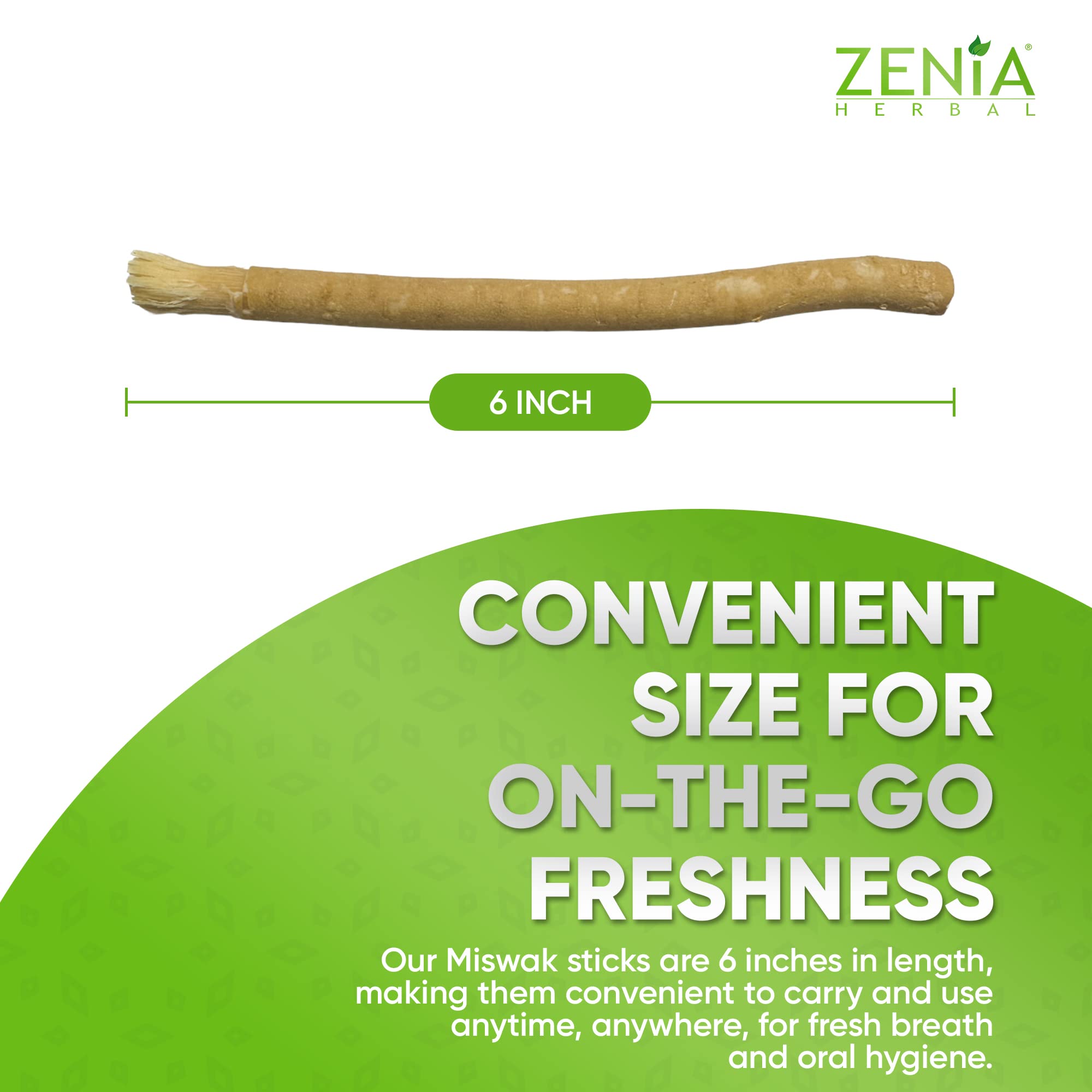Zenia Sewak Natural Miswak Toothbrush - Vacuum Sealed Natural Flavor Traditional Peelu Toothbrush Stick - for Healthy Gums, Teeth, and Fresher Breath (Pack of 3)