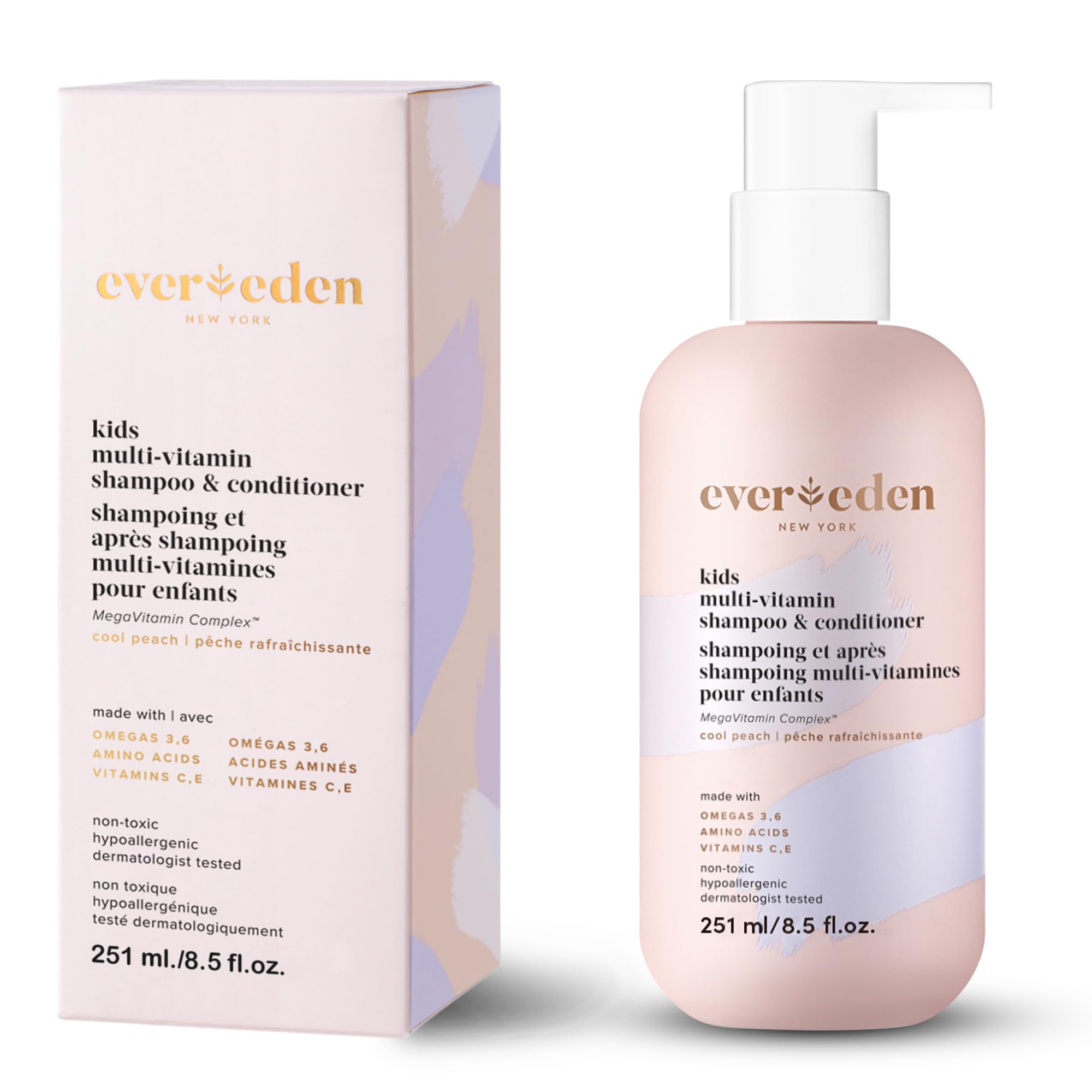 Evereden 2-in-1 Shampoo und Conditioner für Kinder: Cool Peach, 250 ml | Sanfte Kinderpflege | Ungiftig und saubere Inhaltsstoffe