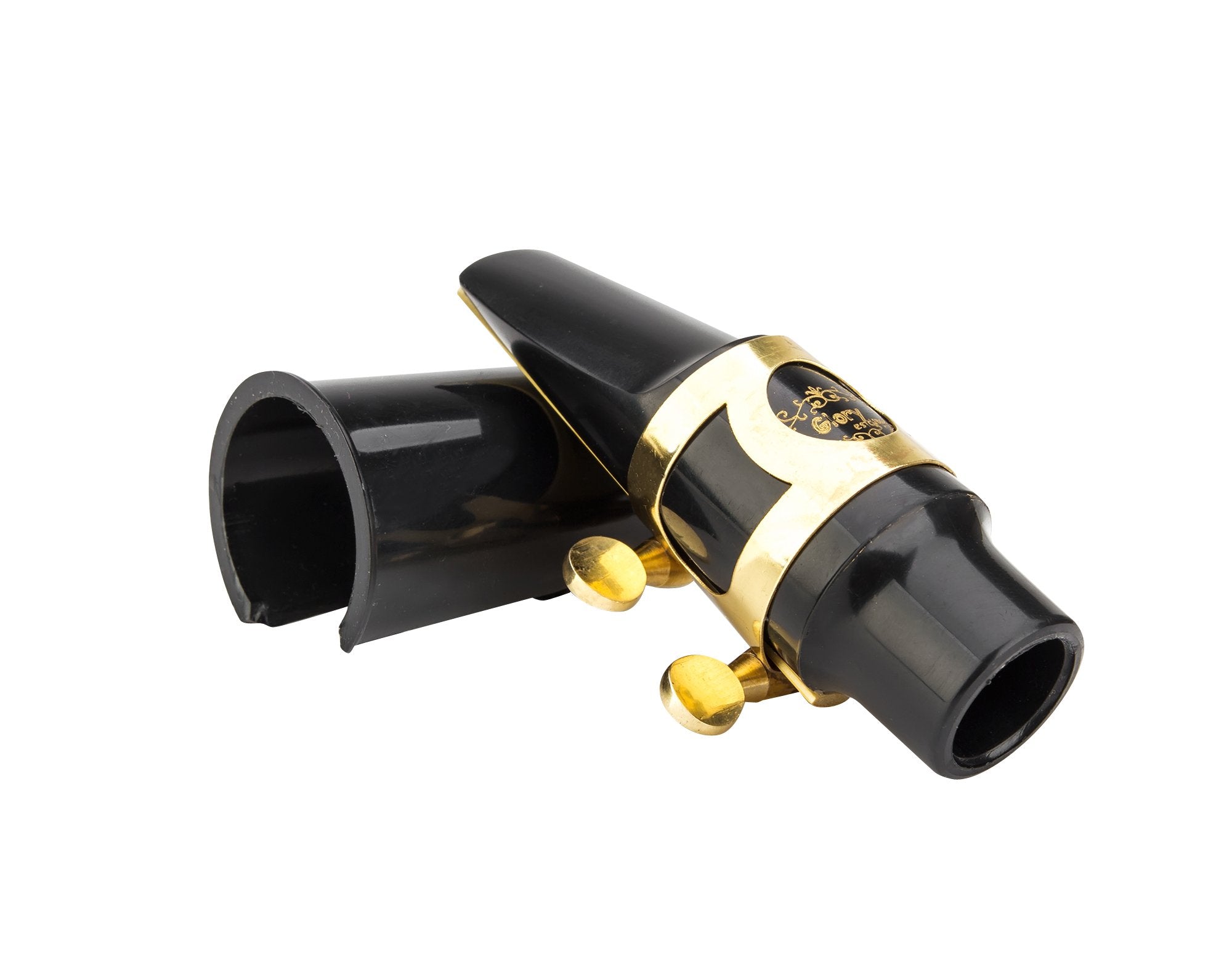 Glory Altsaxophon-Mundstück-Set mit Ligatur, einem Blatt und Kunststoffkappe – Gold