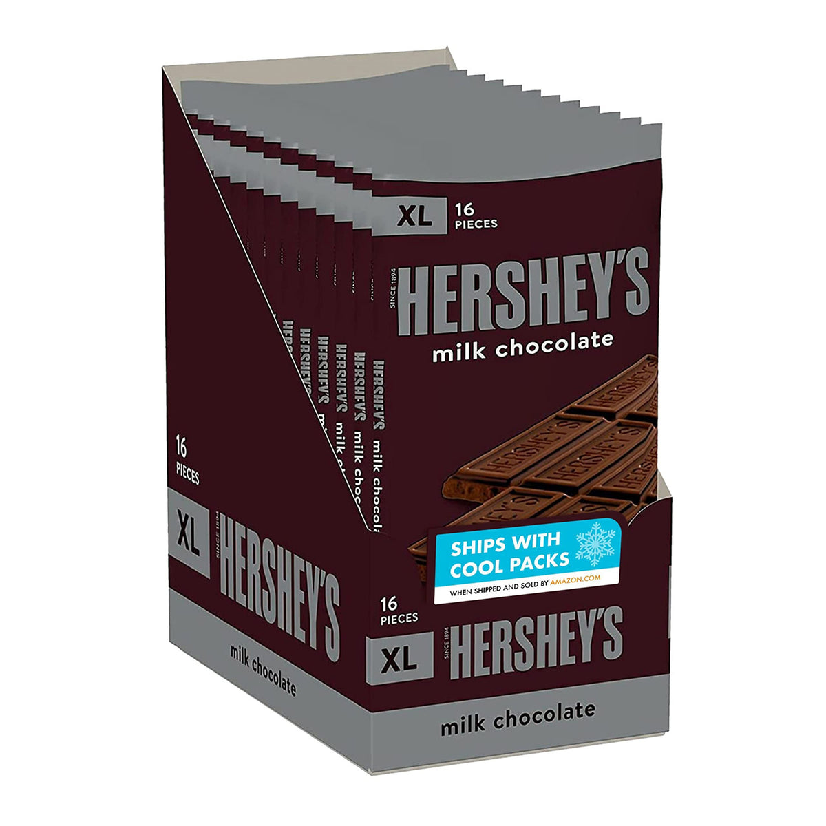 HERSHEY'S Milchschokolade XL, Schokoriegel, Halloween Süßigkeiten, 124 g (12 Stück, 16 Riegel)