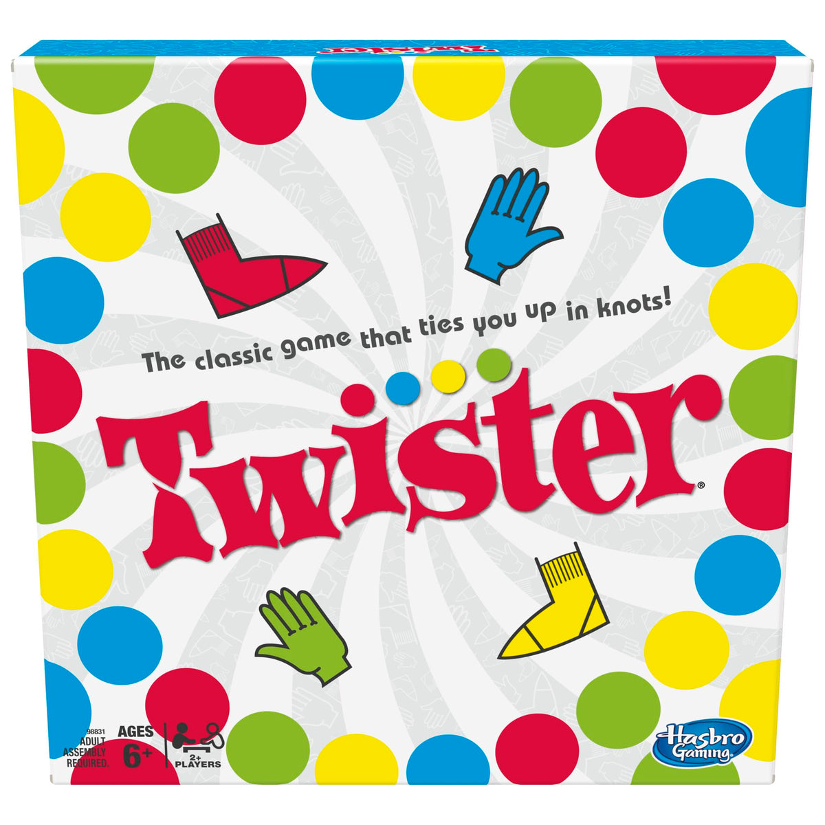 Hasbro Twister Party, Klassisches Brettspiel für 2 oder mehr Spieler, Indoor- und Outdoor-Spiel für Kinder ab 6 Jahren, Verpackung kann variieren