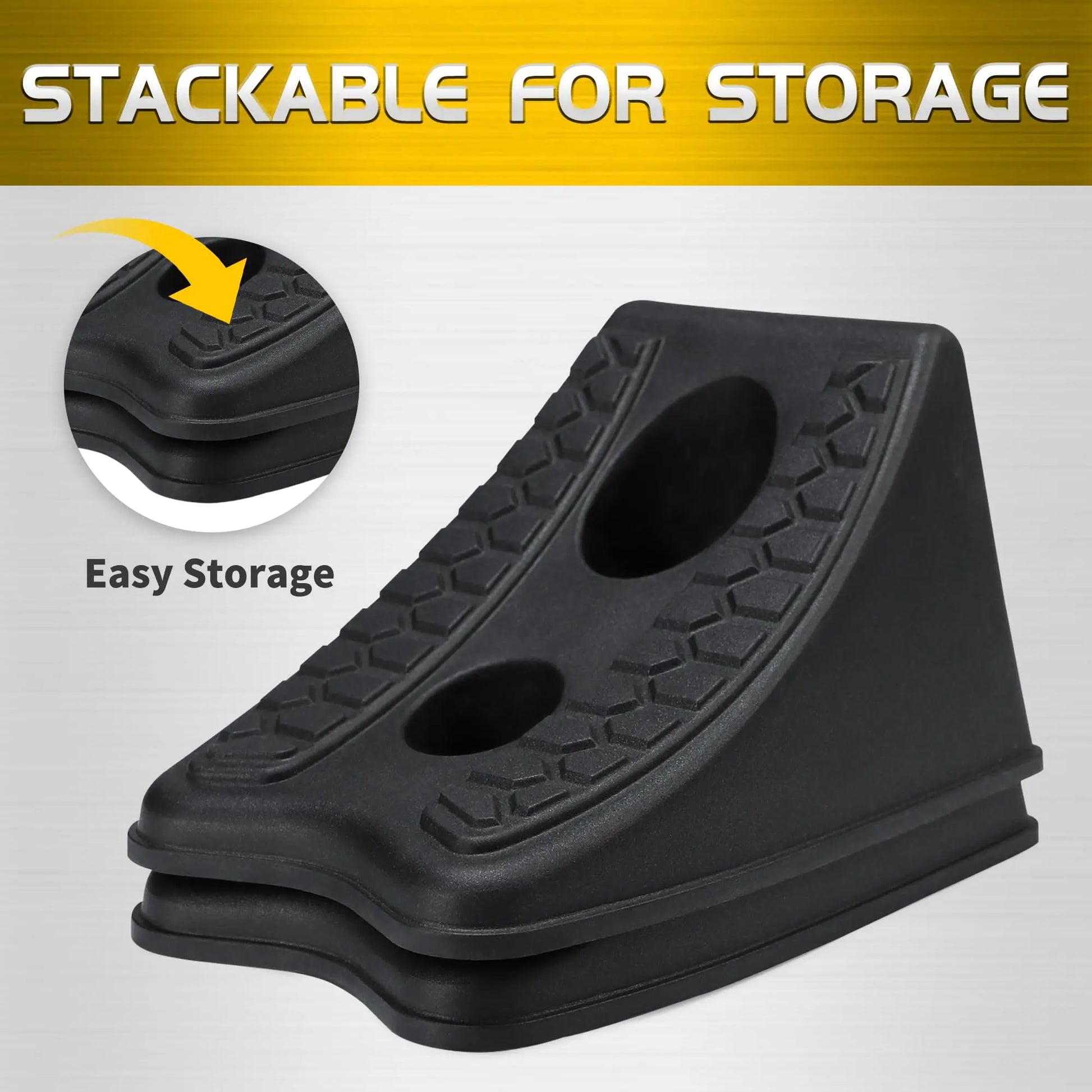 TONDA Wheel Chocks, Heavy Duty Wheel Wedge for Car, Travel Trailer, RV - 8"×4.7"×4.7" - 4 Pack, Black