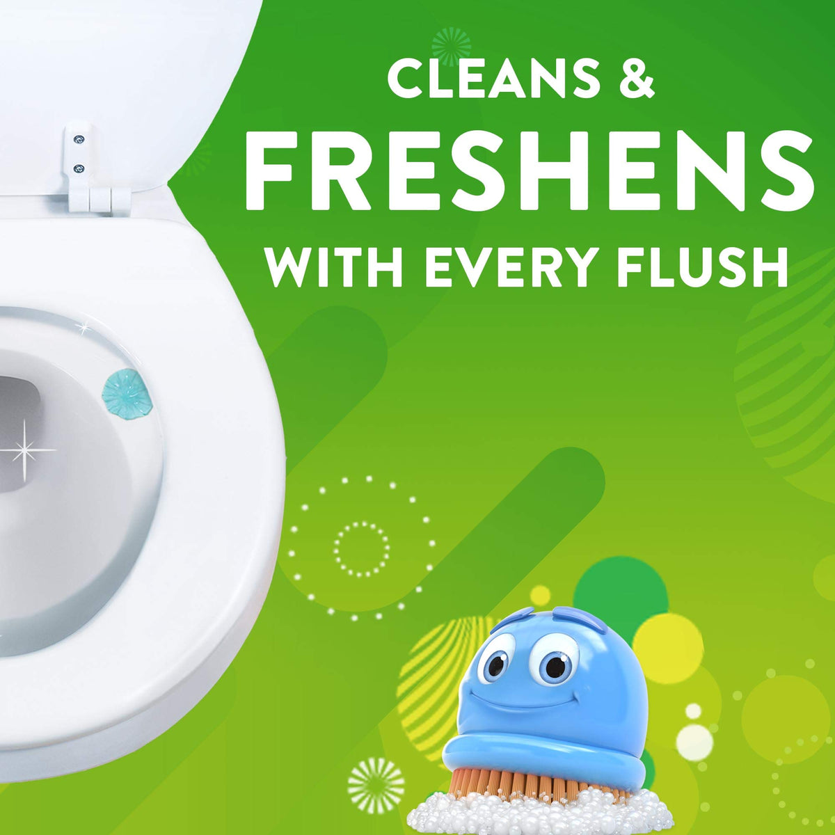 Scrubbing Bubbles Fresh Gel WC-Reiniger-Stempel, hält die Toilette sauber und hilft, Kalkablagerungen und Ränder zu verhindern, Duft Rainshower, 1 Spender mit 24 Fresh Gel Stempeln