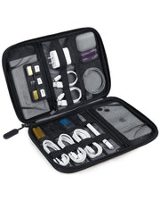 BAGSMART Electronics Travel Organizer Case, Tech Accessories Cord Storage Bag for Phone, Power Bank, SD Card, Cables, Black