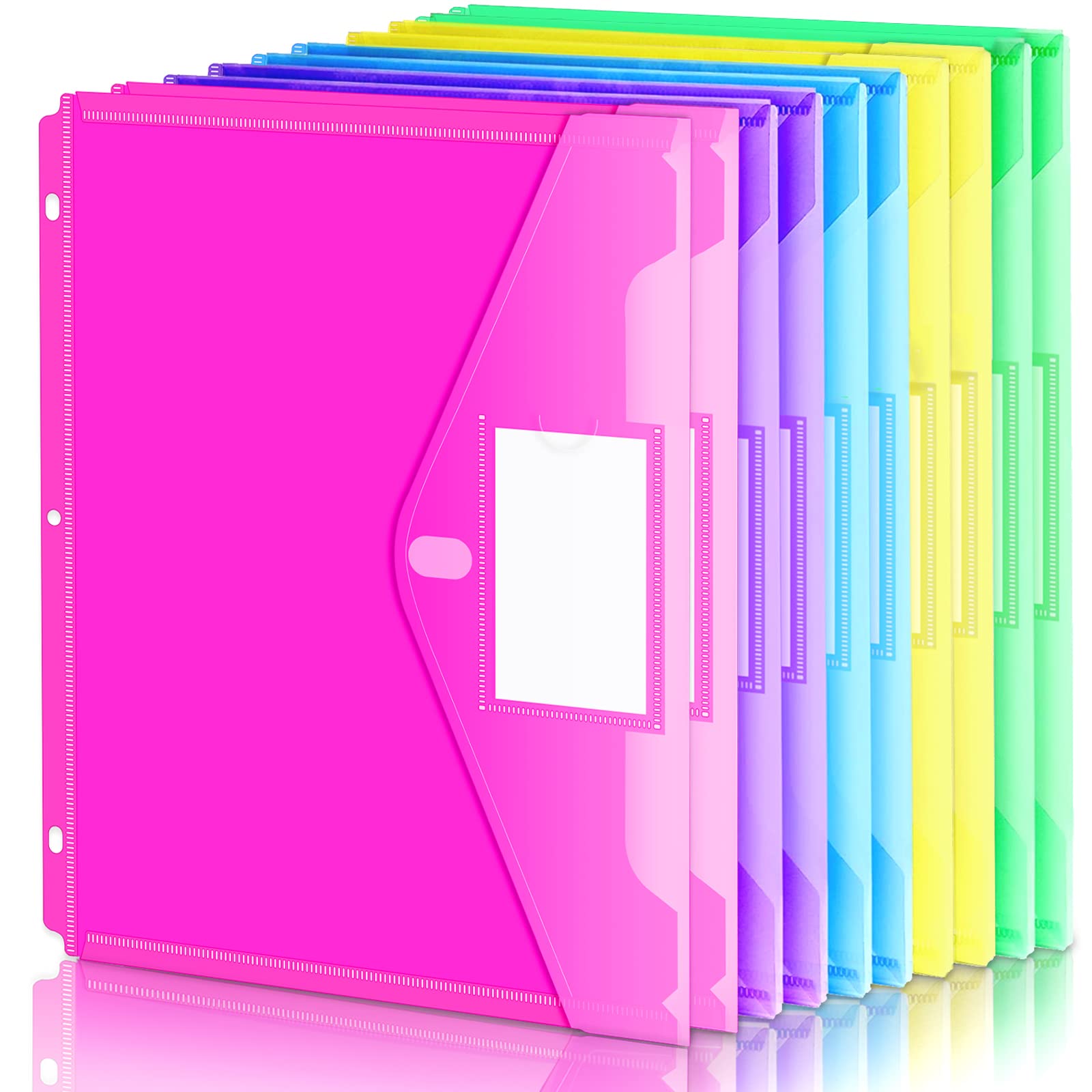 Forvencer Ordnertaschen, 10er-Pack superstarke Kunststoffmappen mit festem Verschluss, Mappen mit Seitentaschen, Ordner-Organizer, Ordner-Trennblätter mit Taschen, Letter-Format, verschiedene Farben