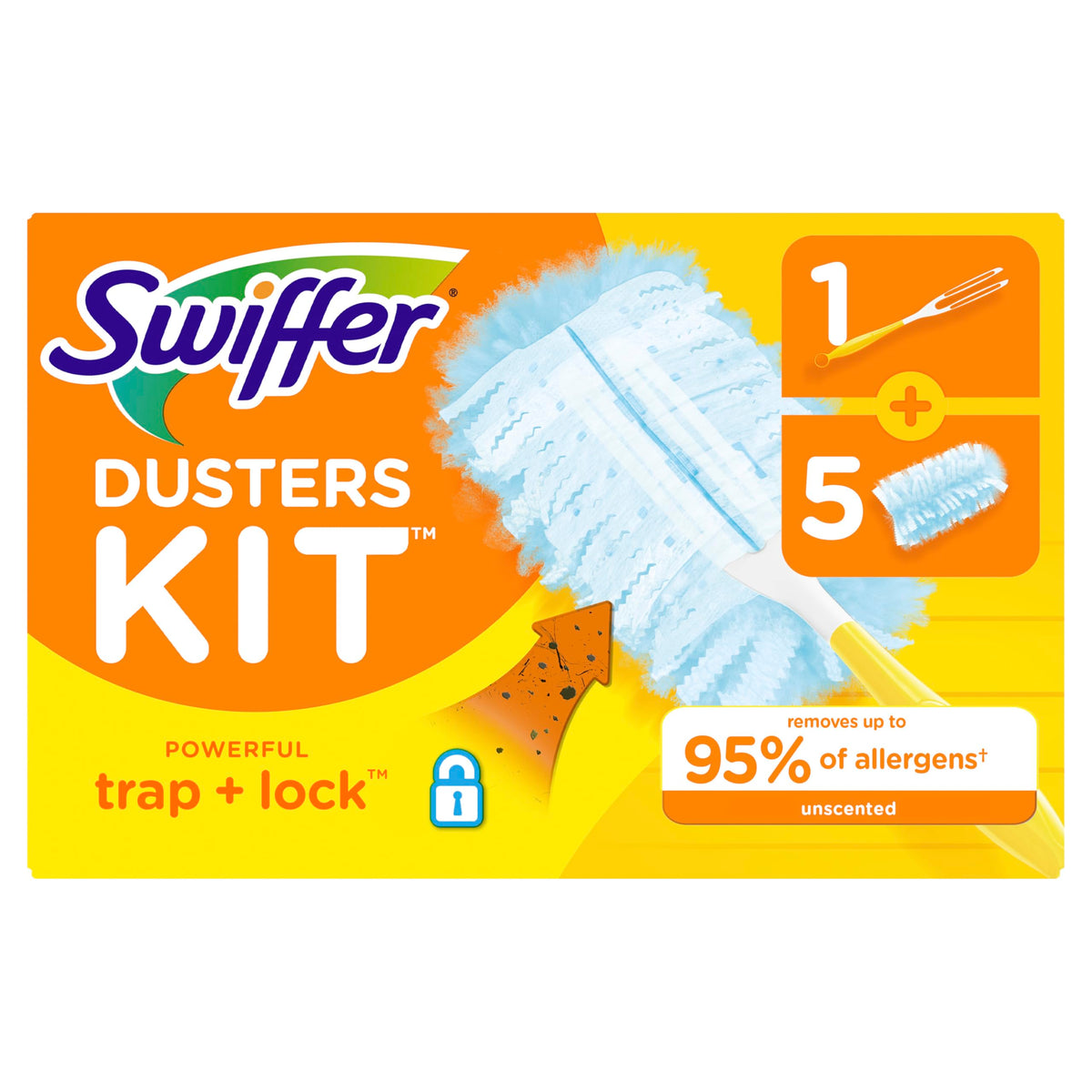 Swiffer Staubmagnet Starter-Kit, Kit enthält 1 Griff und 5 Staubmagnete