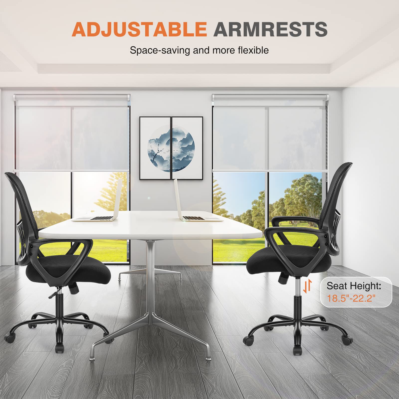 Sweetcrispy Home Office Ergonomic Mesh Executive Chair with Lumbar Support and Rolling Wheels, Computer Desk Adjustable Height Chair for Study