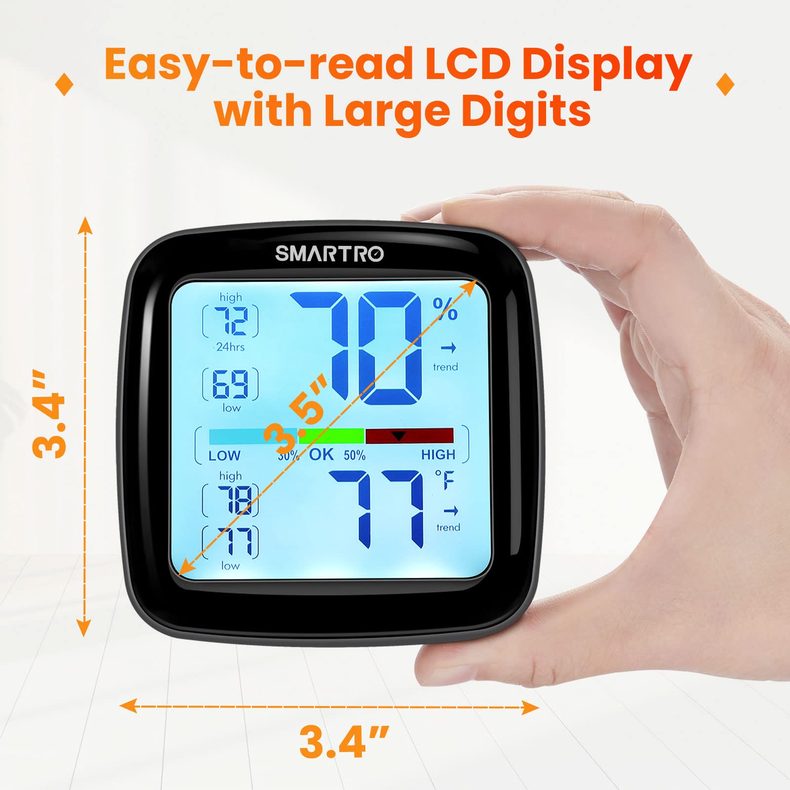 SMARTRO SC42 Professional Digital Hygrometer Indoor Thermometer Room Humidity Gauge Pro Accuracy Calibration
